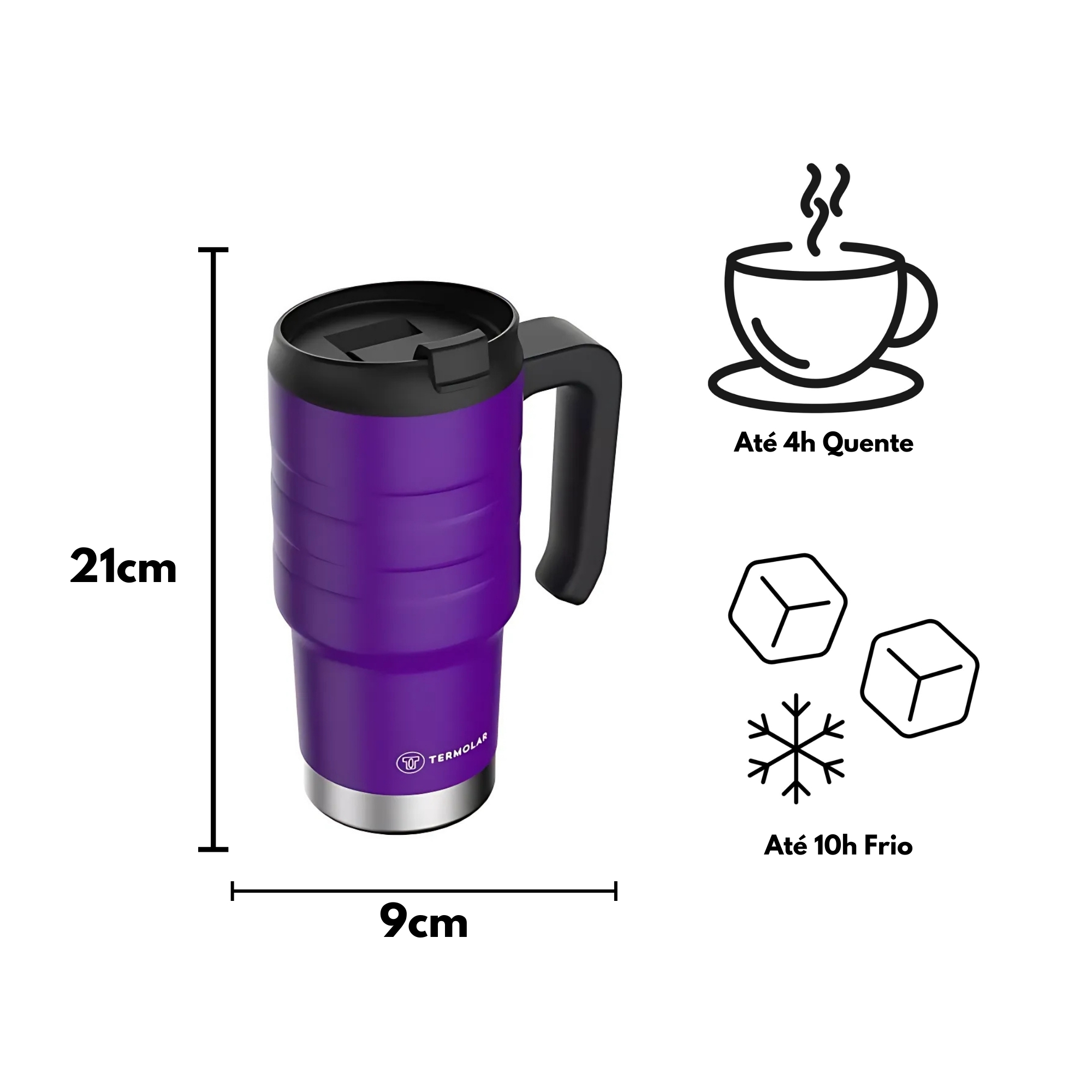 COMP Kit Copo Térmico Moove Roxo 590ml + Caixa Térmica SUV 20L Azul Termolar