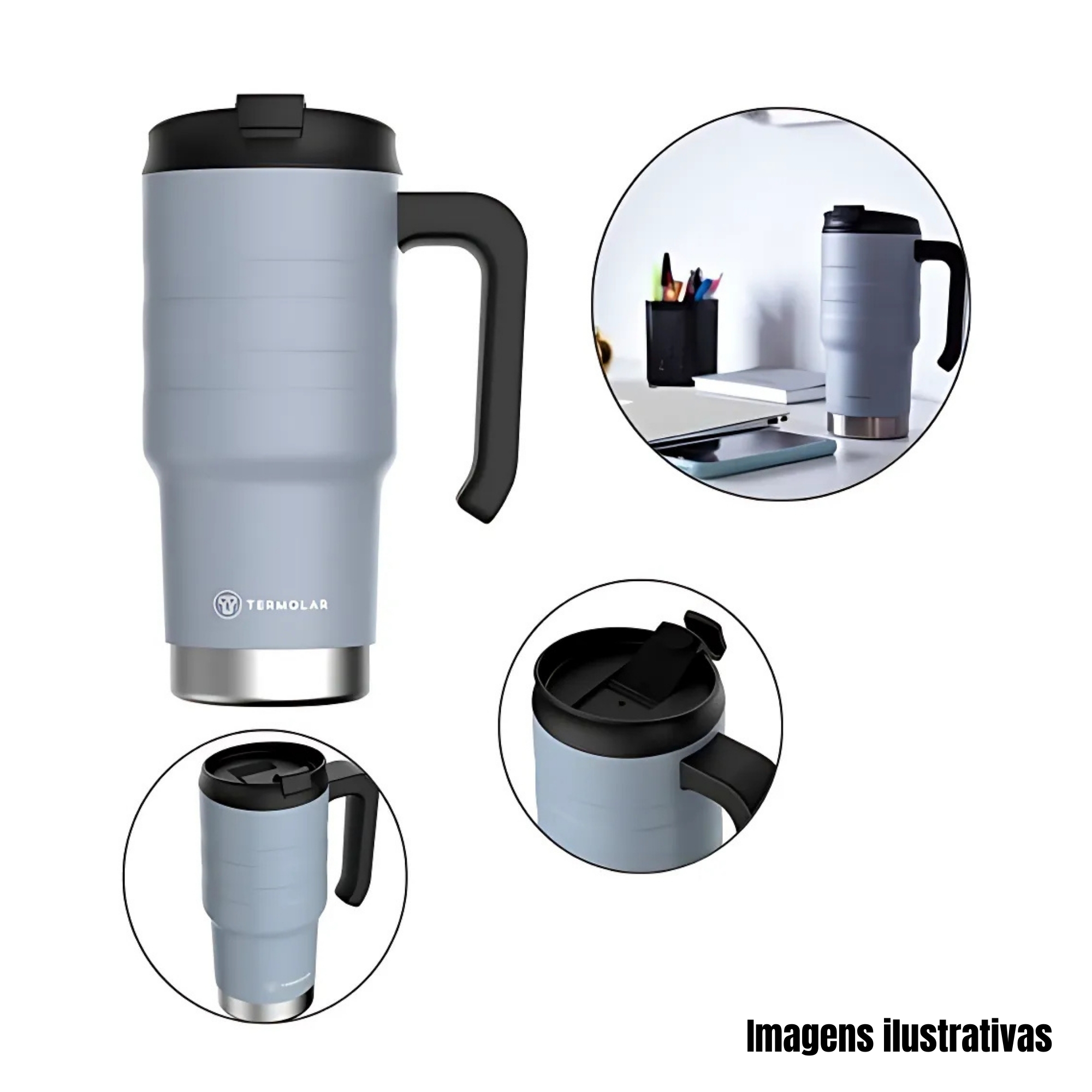 COMP Kit Copo Térmico Moove Cinza 590ml + Caixa Térmica SUV 20L Azul Termolar
