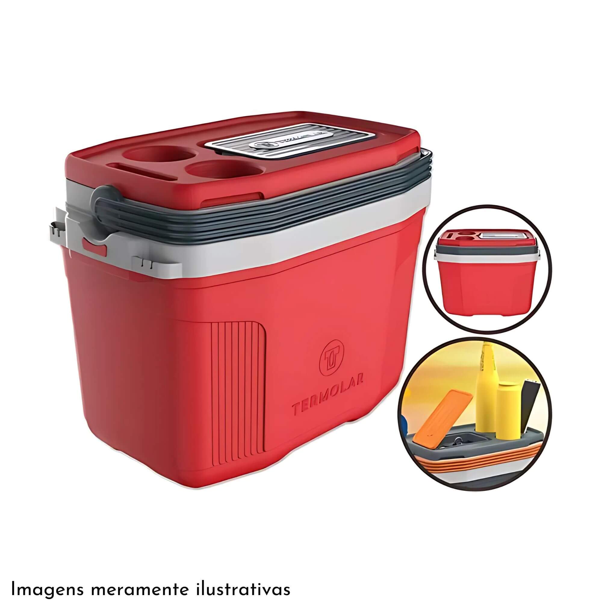 COMP Kit 2 Copos Térmicos Uniq Rosa Cyber 380mL + 1 Caixa Térmica SUV 20L Vermelha Termolar