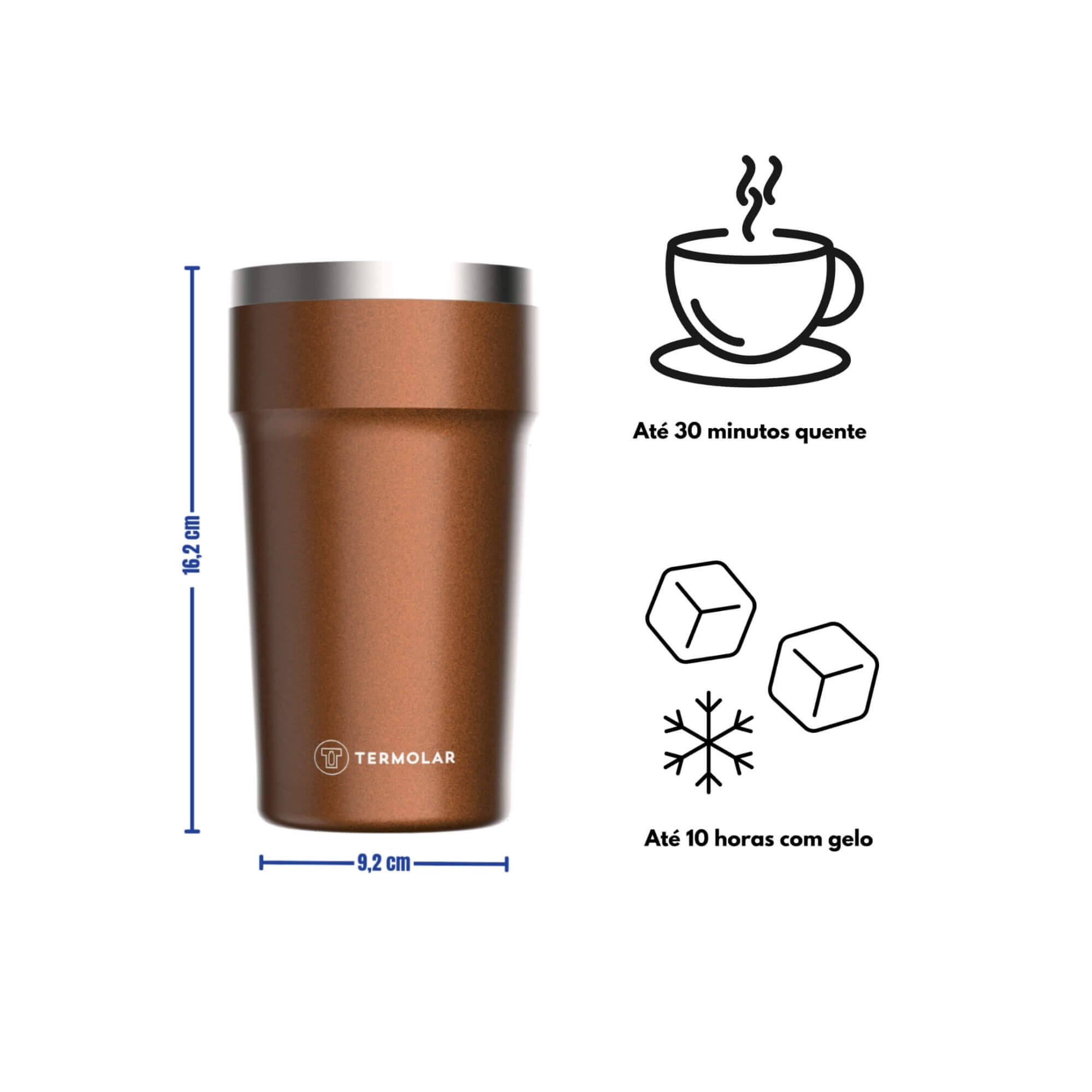 COMP Kit 2 Copos Térmicos Aço Inox Laranja 500ml + 1 Caixa Térmica SUV 20L Vermelha Termolar