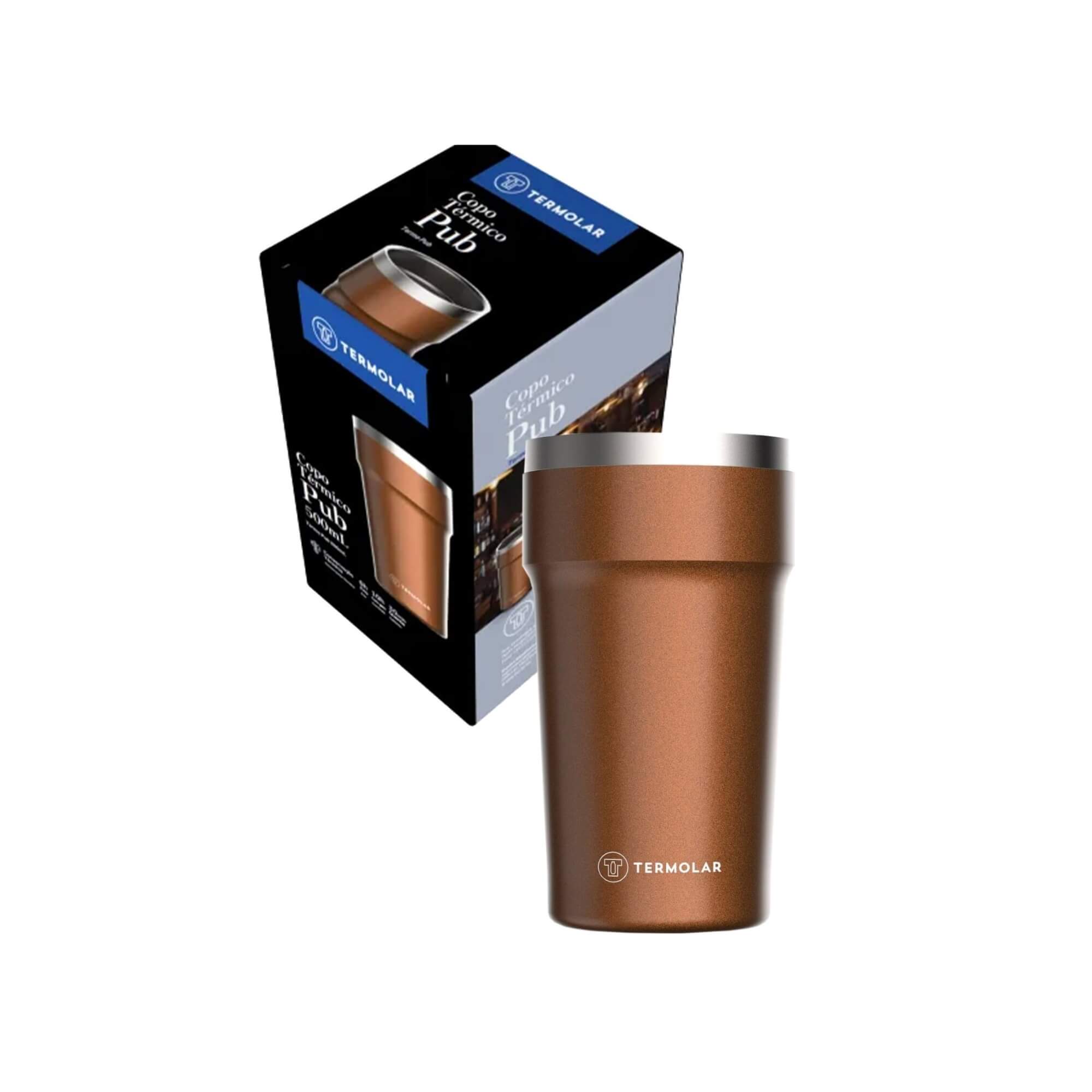 COMP Kit 2 Copos Térmicos Aço Inox Laranja 500ml + 1 Caixa Térmica SUV 20L Vermelha Termolar