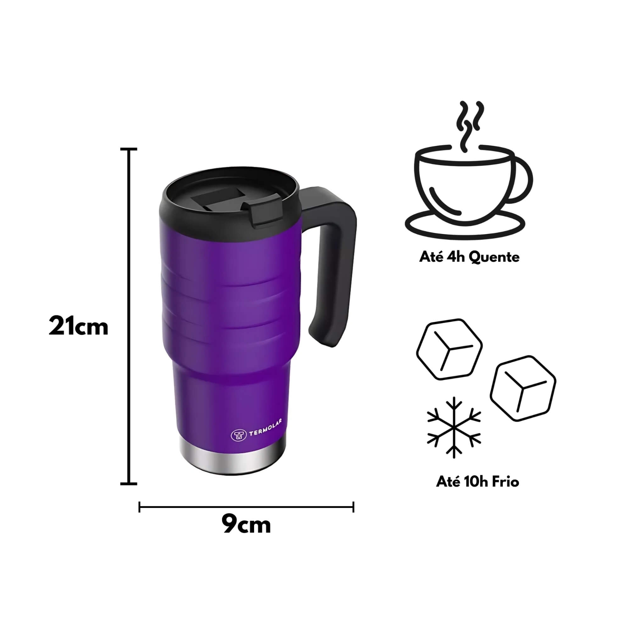 COMP Kit 2 Copos Térmicos Moove Roxo 590ml + Caixa Térmica SUV 20L Azul Termolar