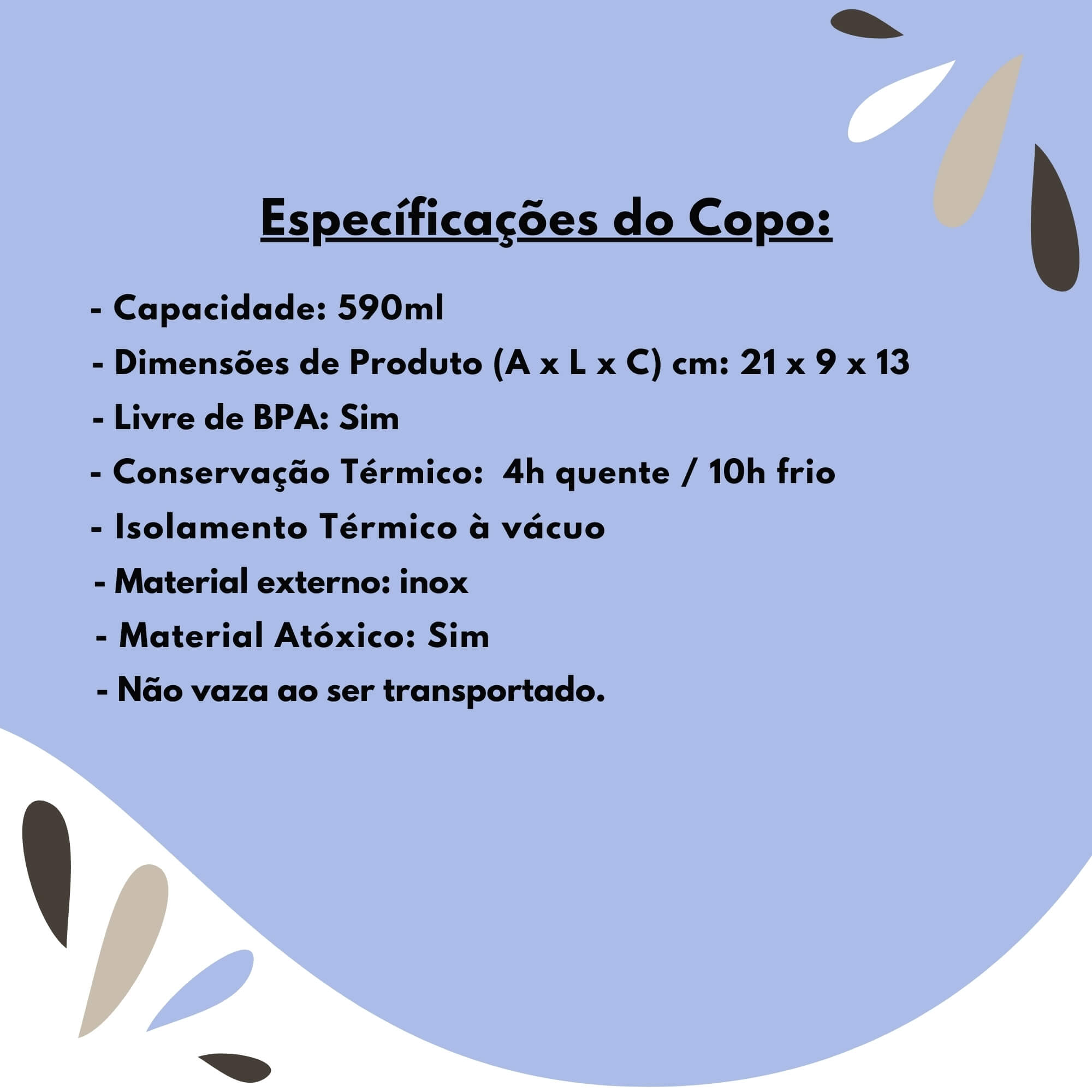 COMP Kit 2 Copos Térmicos Moove Cinza 590ml + 1 Caixa Térmica SUV 20L Azul Termolar