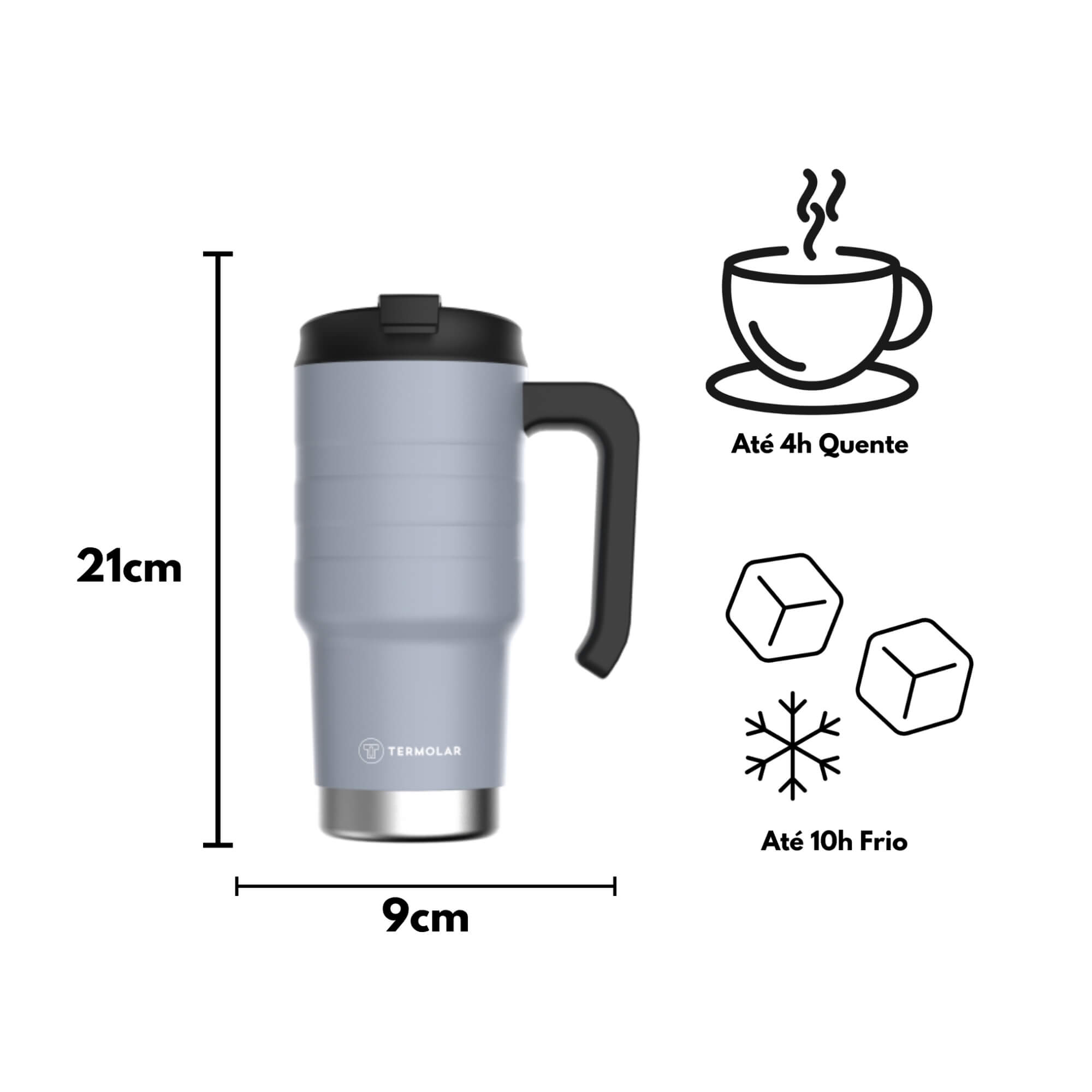 COMP Kit 2 Copos Térmicos Moove Cinza 590ml + 1 Caixa Térmica SUV 20L Azul Termolar