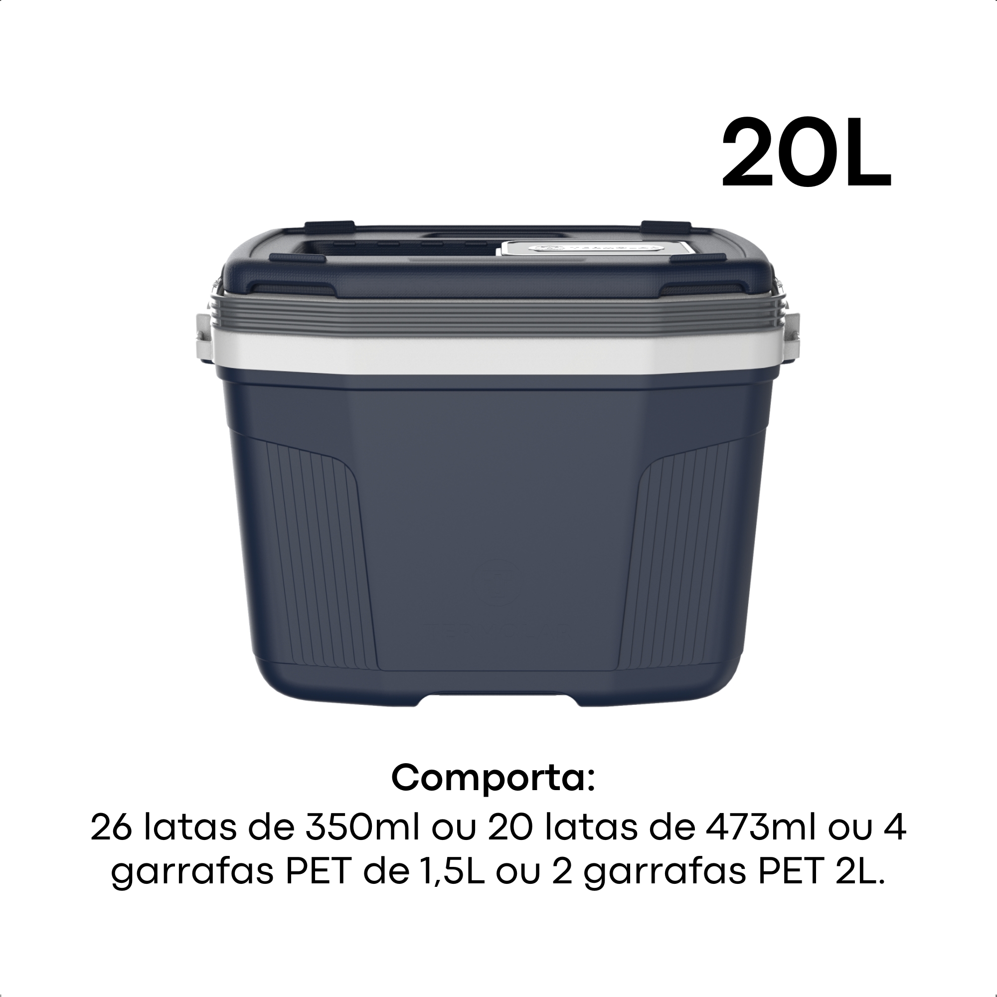 COMP Kit 2 Copos Térmicos Moove Cinza 590ml + 1 Caixa Térmica SUV 20L Azul Termolar