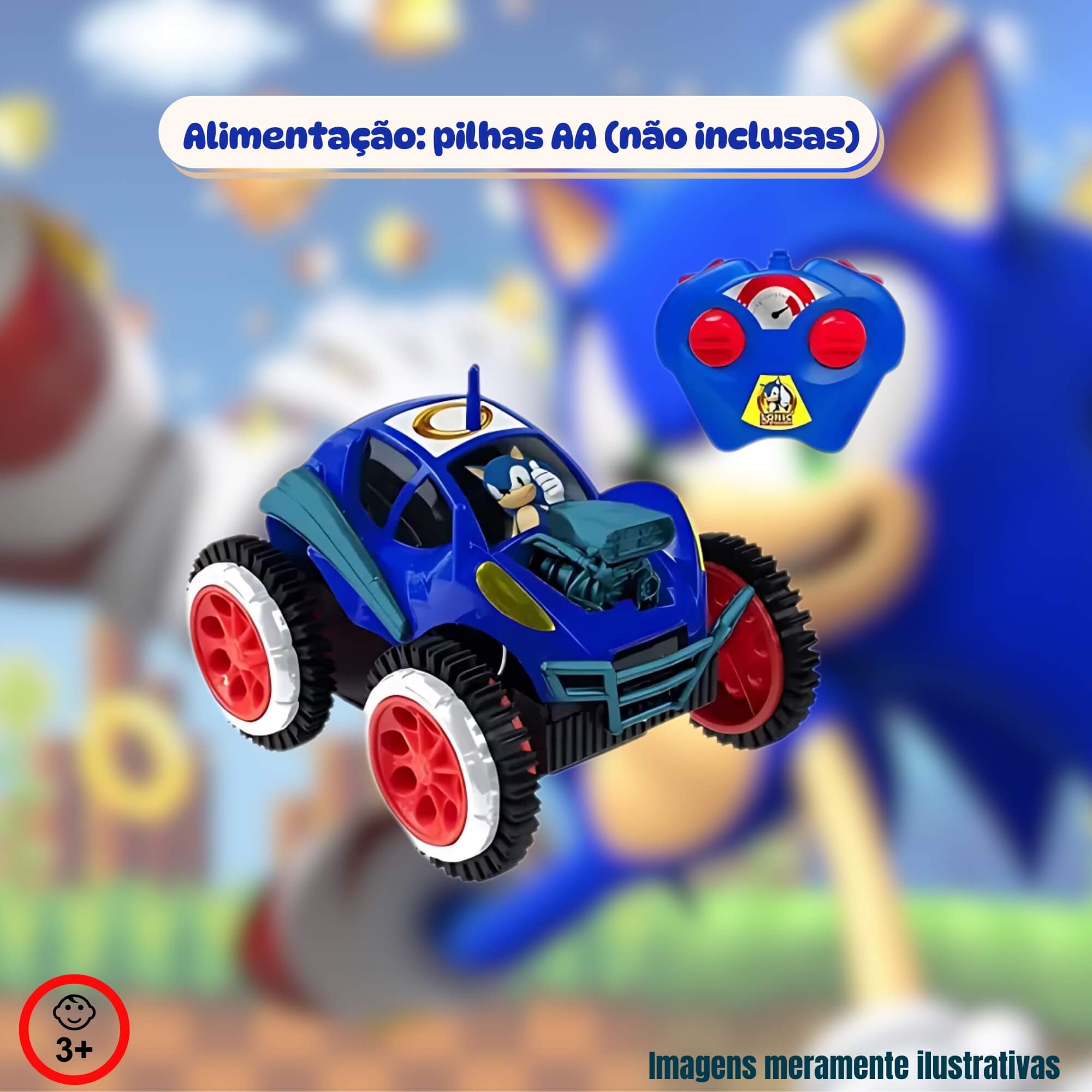 COMP Kit Lançador de Dardos X Shot Sonic Skins Cores Sortidas + Carrinho Sonic Tumbling Rush Candide