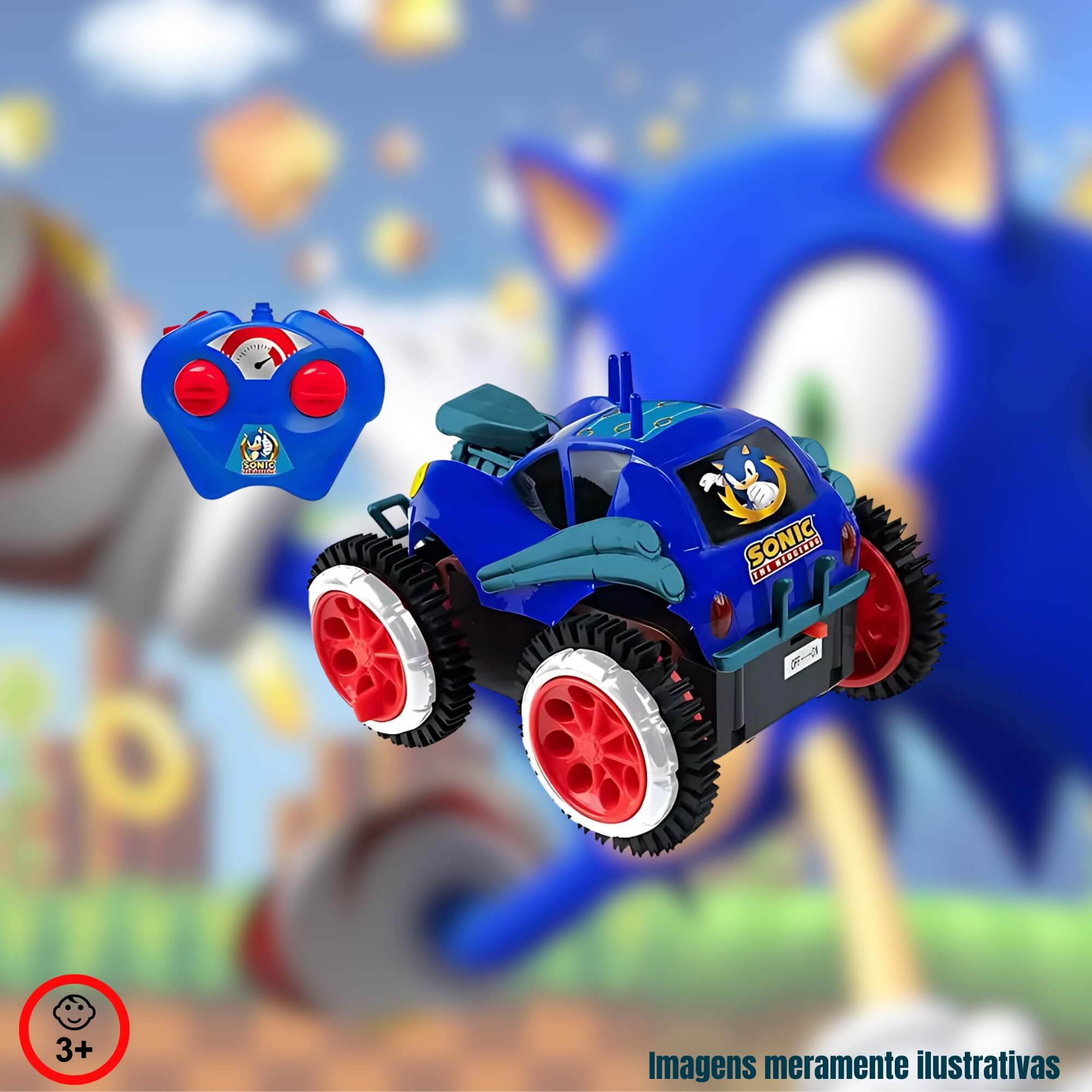 COMP Kit Lançador de Dardos X Shot Sonic Skins Cores Sortidas + Carrinho Sonic Tumbling Rush Candide