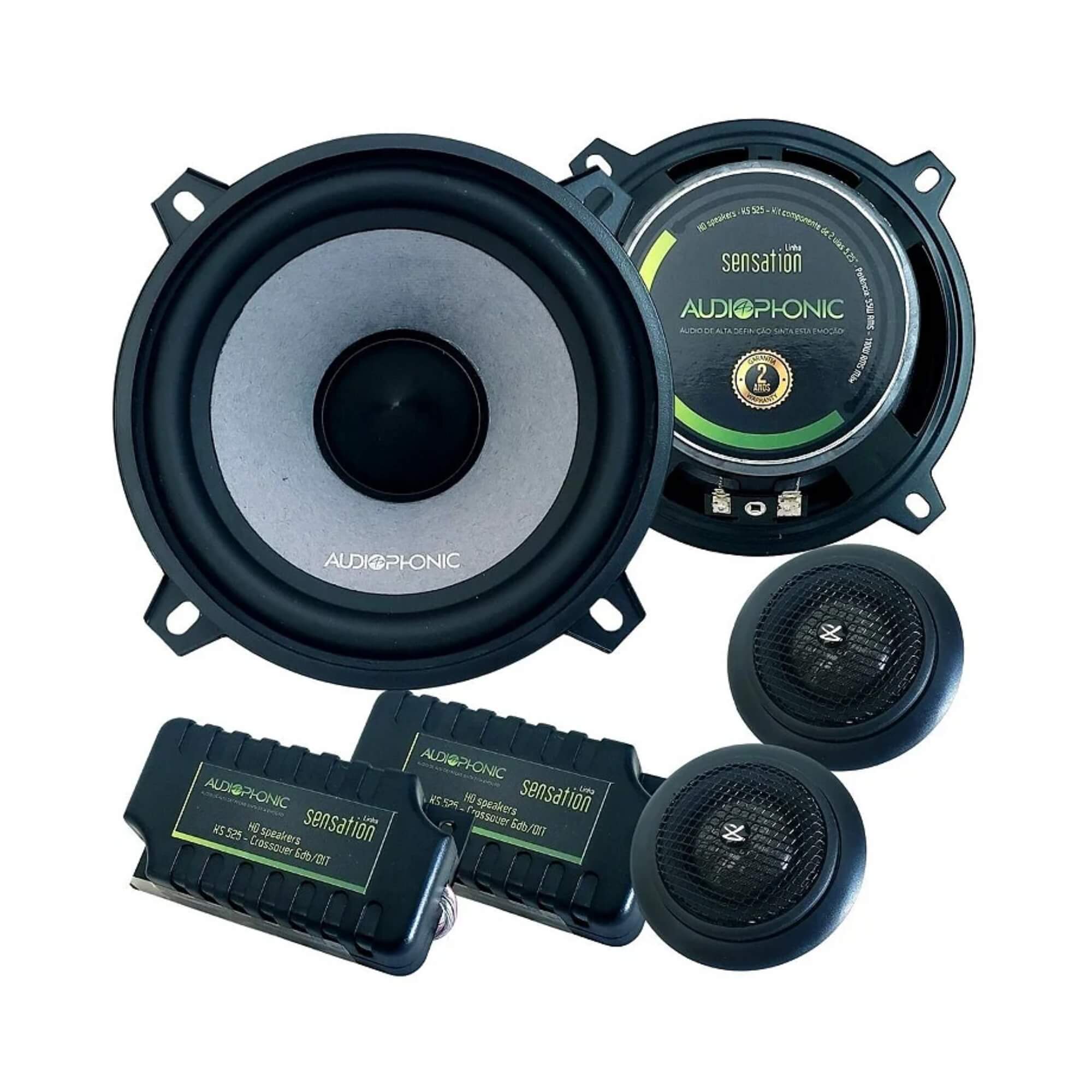 Kit 2 Alto Falante 2 Vias 5 " Sensation Tw 55W rms / 110W max Cor Preta Audiophonic - KS 525