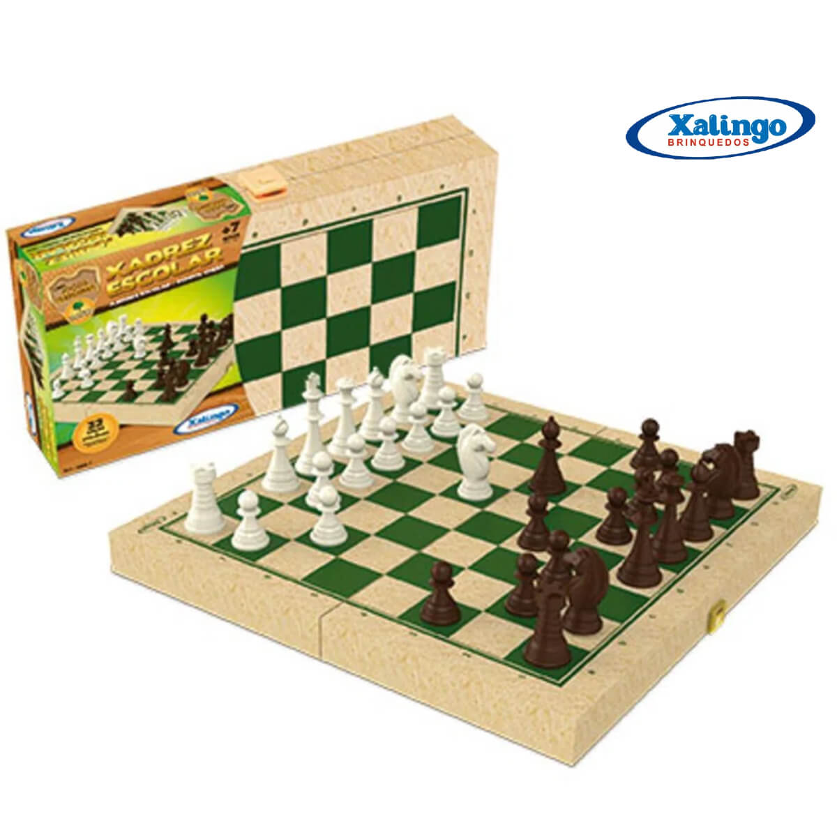 COMP KIT 6 Jogos Tradicionais em Madeira Xadrez Escolar Xalingo - 6008.7