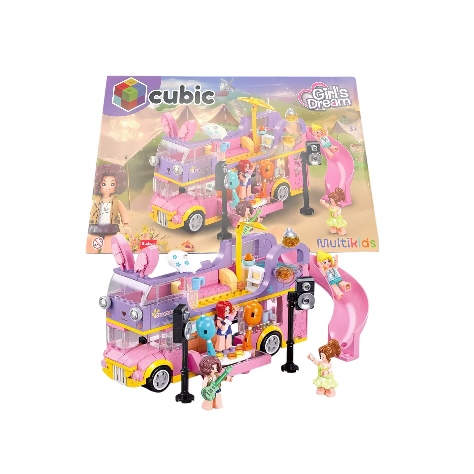 Brinquedo Cubic Blocos de Montar Ônibus de Turnê Musical Festa 412 Peças Multikids - BR2281