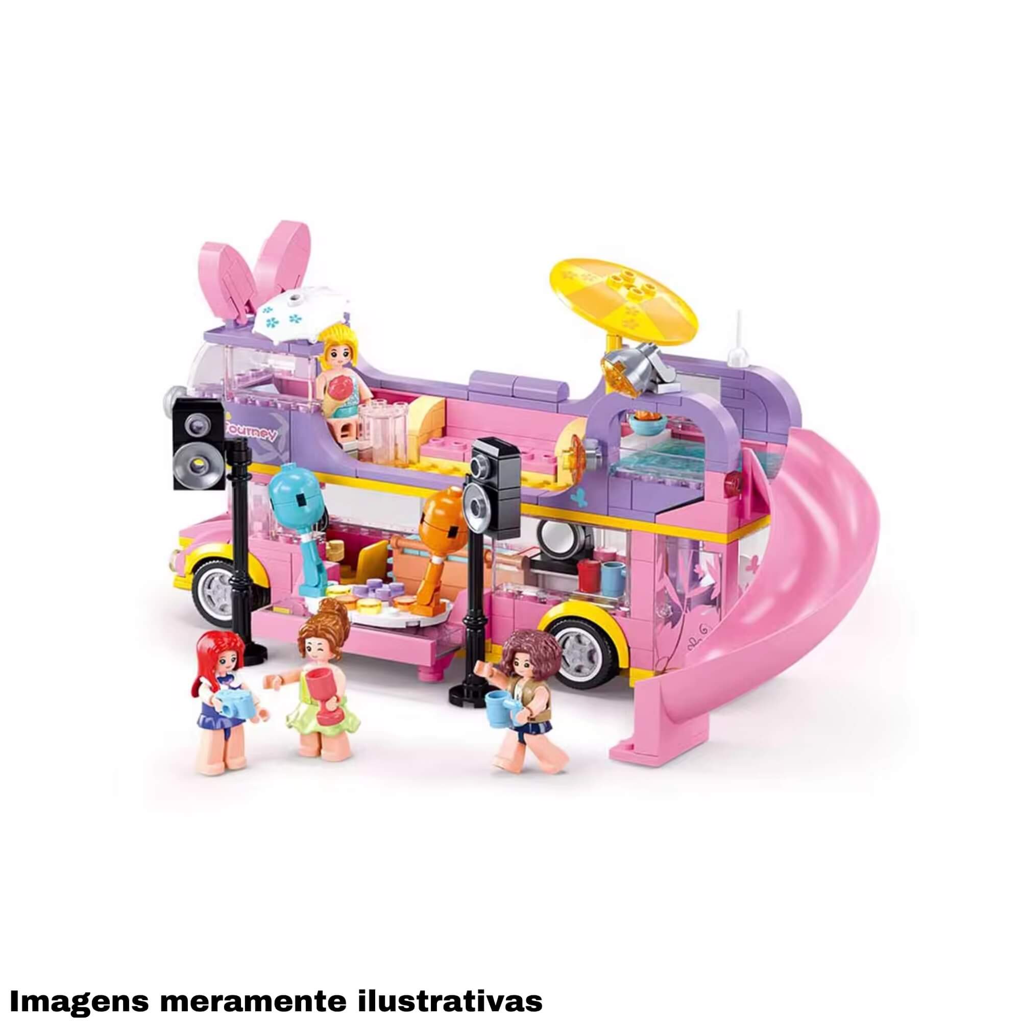 Brinquedo Cubic Blocos de Montar Ônibus de Turnê Musical Festa 412 Peças Multikids - BR2281