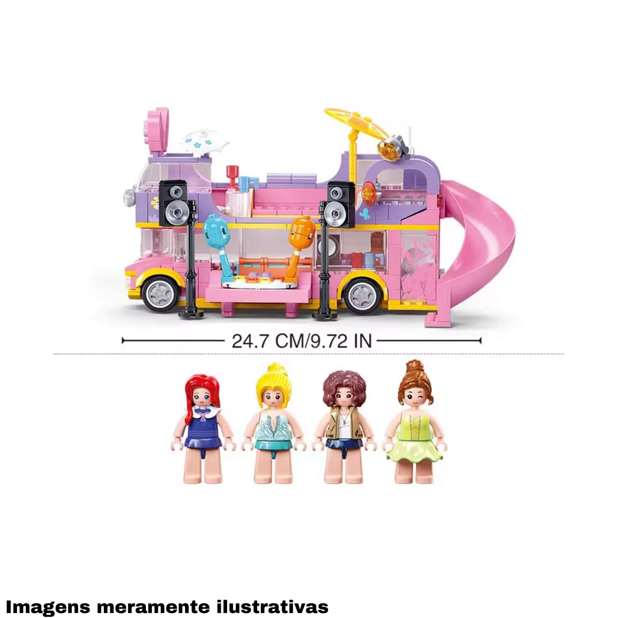 Brinquedo Cubic Blocos de Montar Ônibus de Turnê Musical Festa 412 Peças Multikids - BR2281