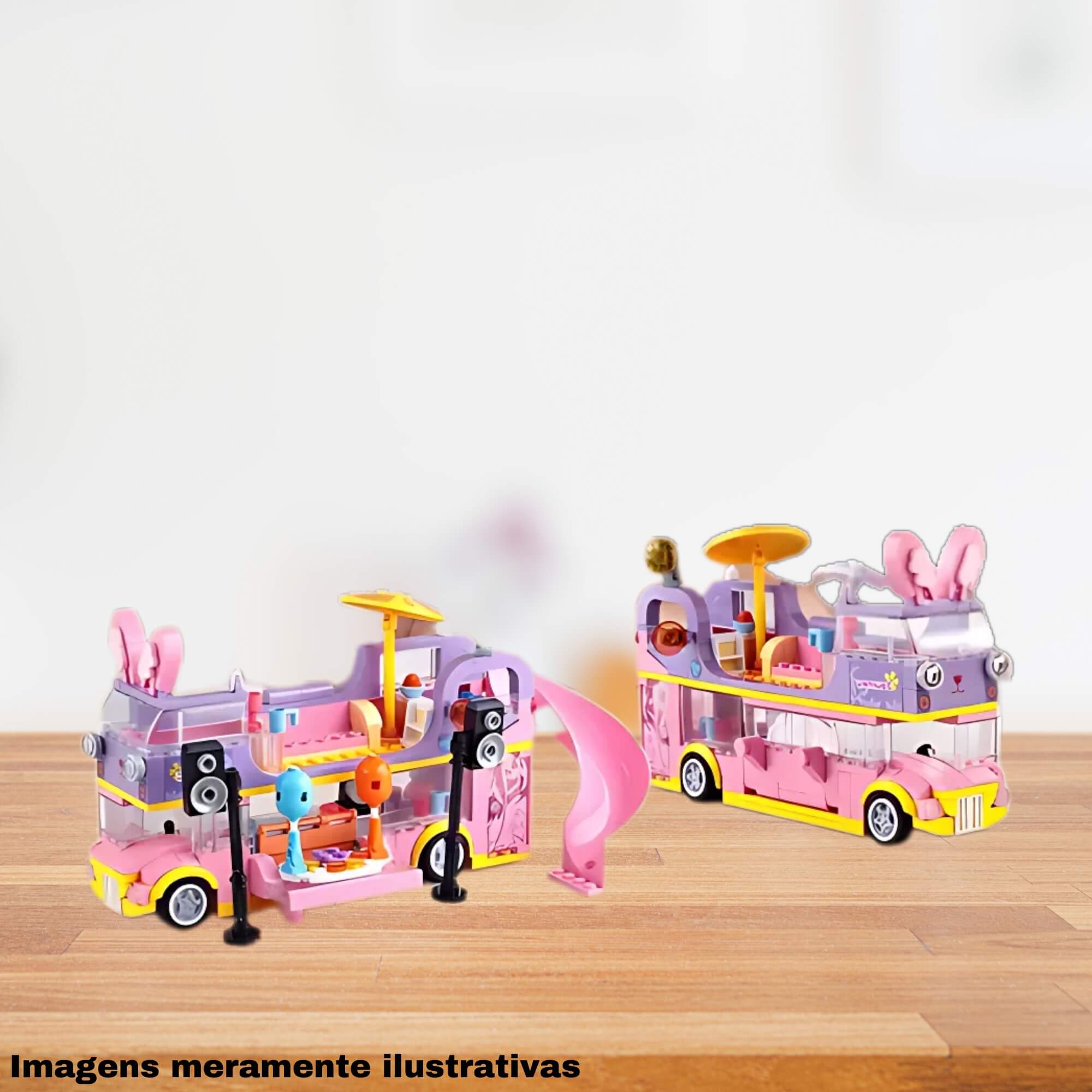 Brinquedo Cubic Blocos de Montar Ônibus de Turnê Musical Festa 412 Peças Multikids - BR2281