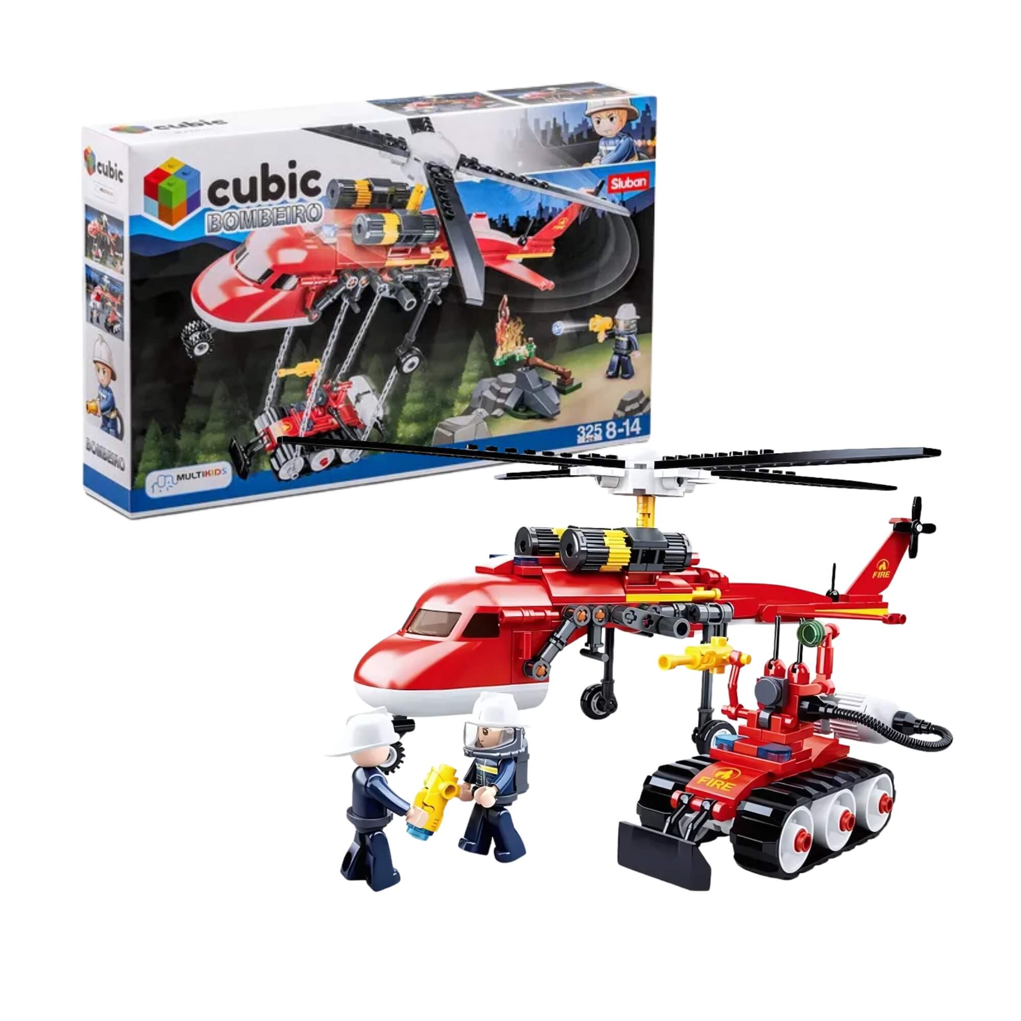 Brinquedo Infantil Cubic Helicóptero Bombeiros Combate ao Incêndio 325 Peças Multikids - BR2307