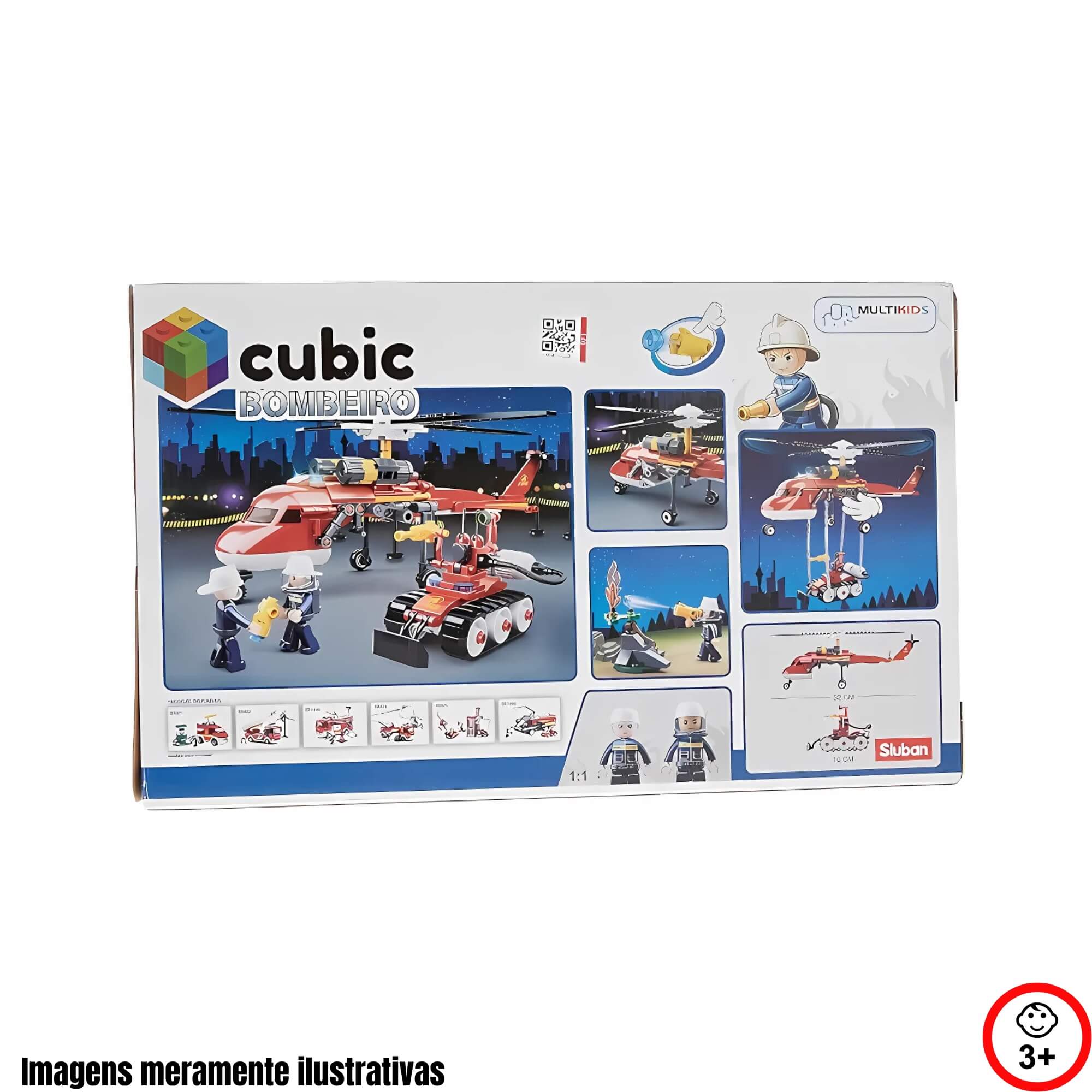 Brinquedo Infantil Cubic Helicóptero Bombeiros Combate ao Incêndio 325 Peças Multikids - BR2307