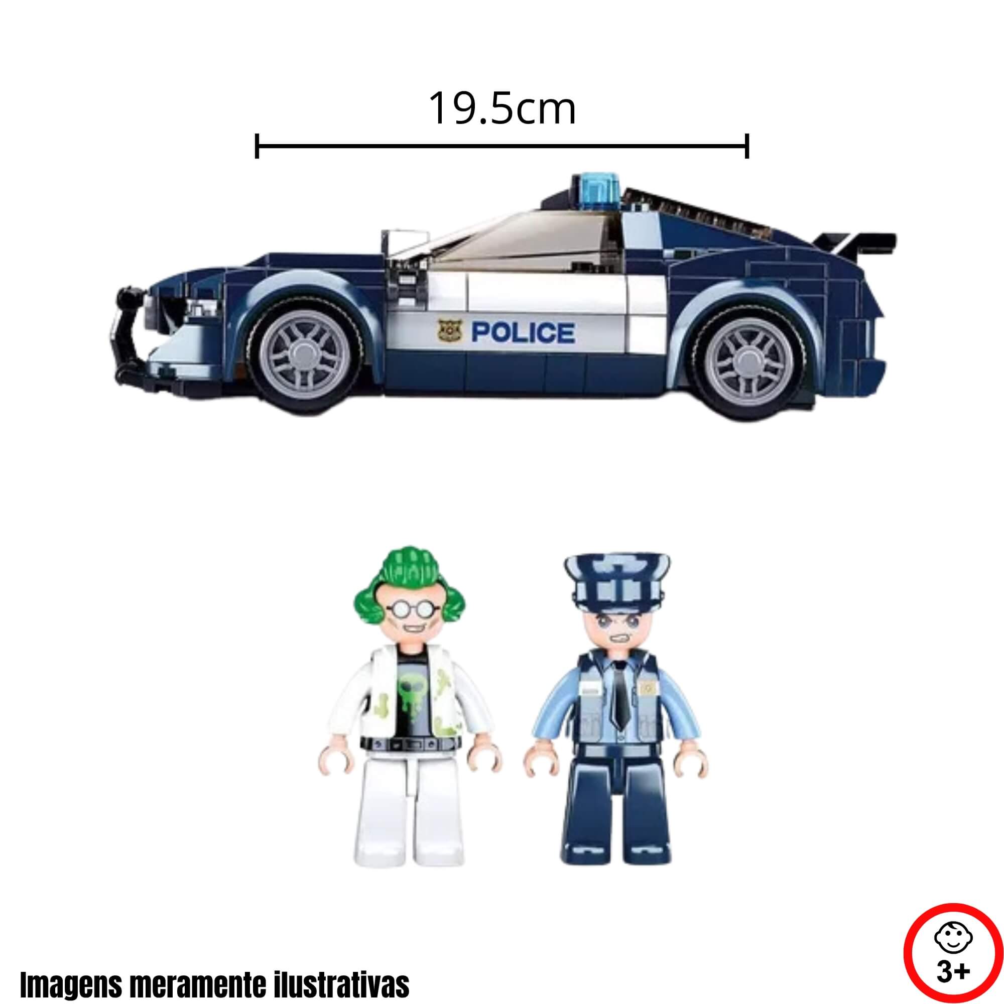 Cubic Carro de Polícia Brinquedo Infantil de Montar 284 Peças Multikids - BR1460