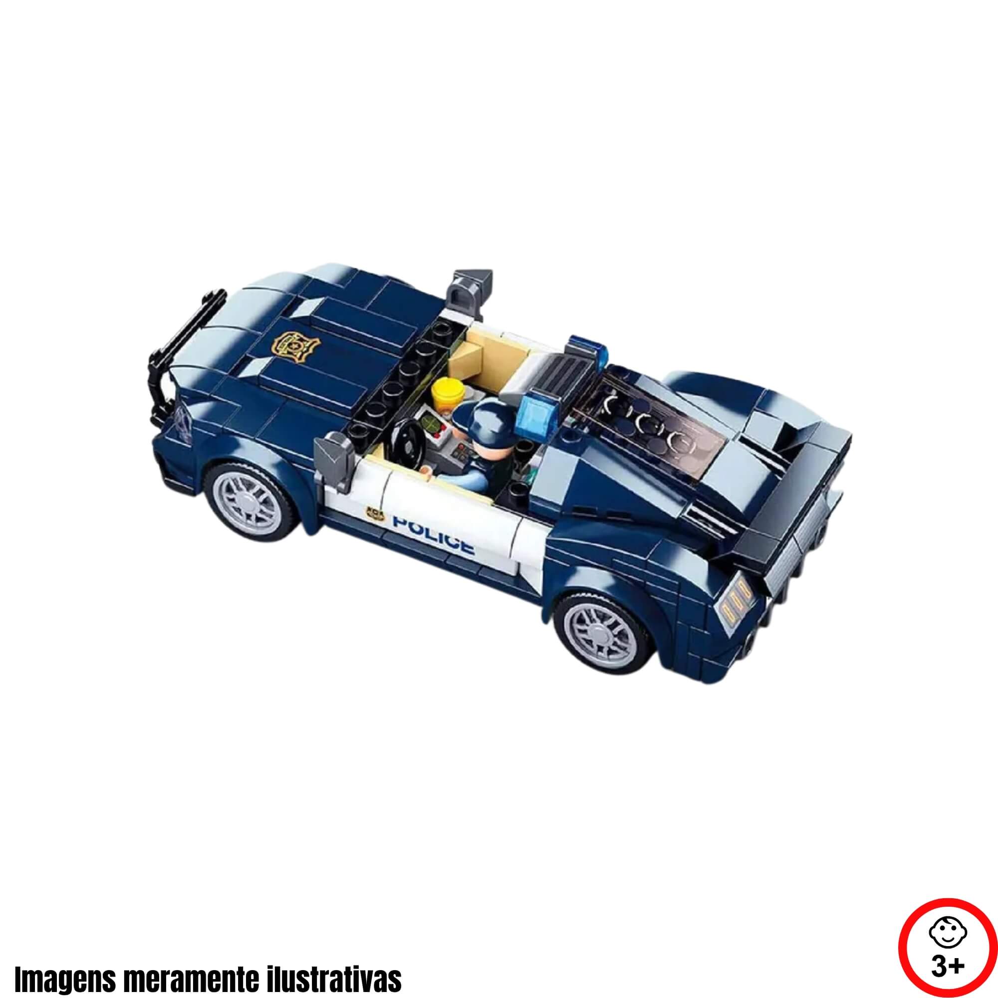 Cubic Carro de Polícia Brinquedo Infantil de Montar 284 Peças Multikids - BR1460