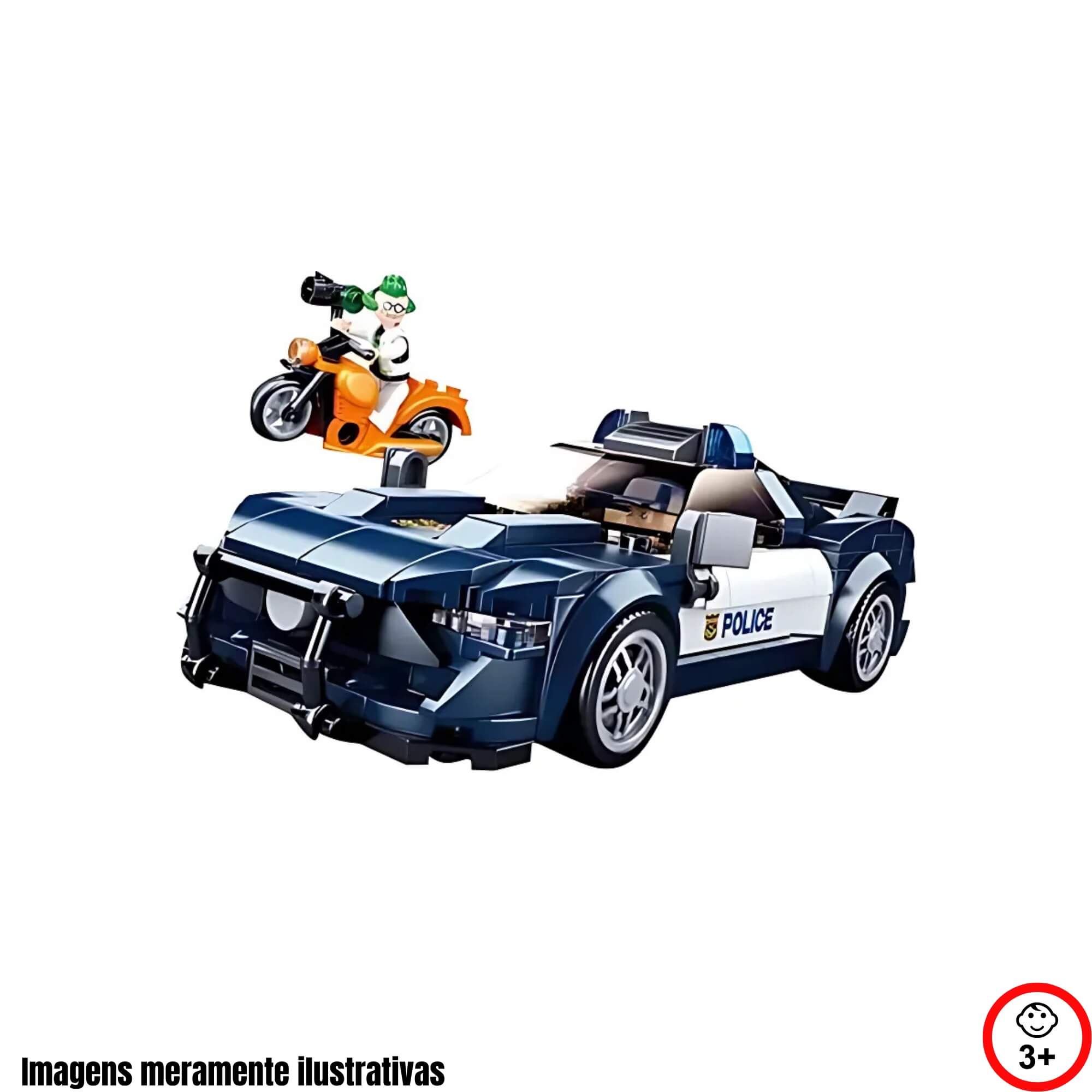 Cubic Carro de Polícia Brinquedo Infantil de Montar 284 Peças Multikids - BR1460