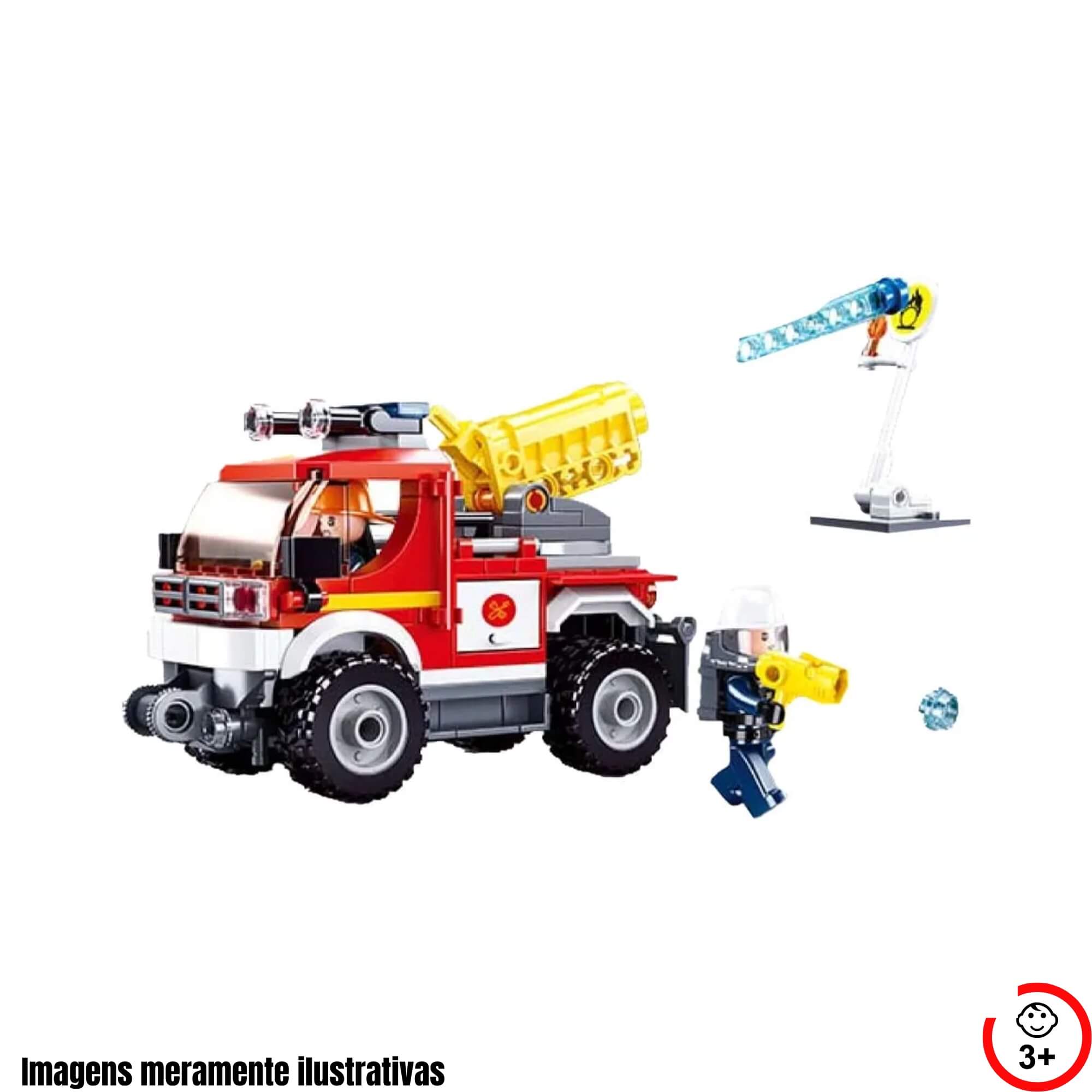 Cubic Brinquedo Infantil de Montar Caminhão de Bombeiro 192 Peças Multikids - BR2306
