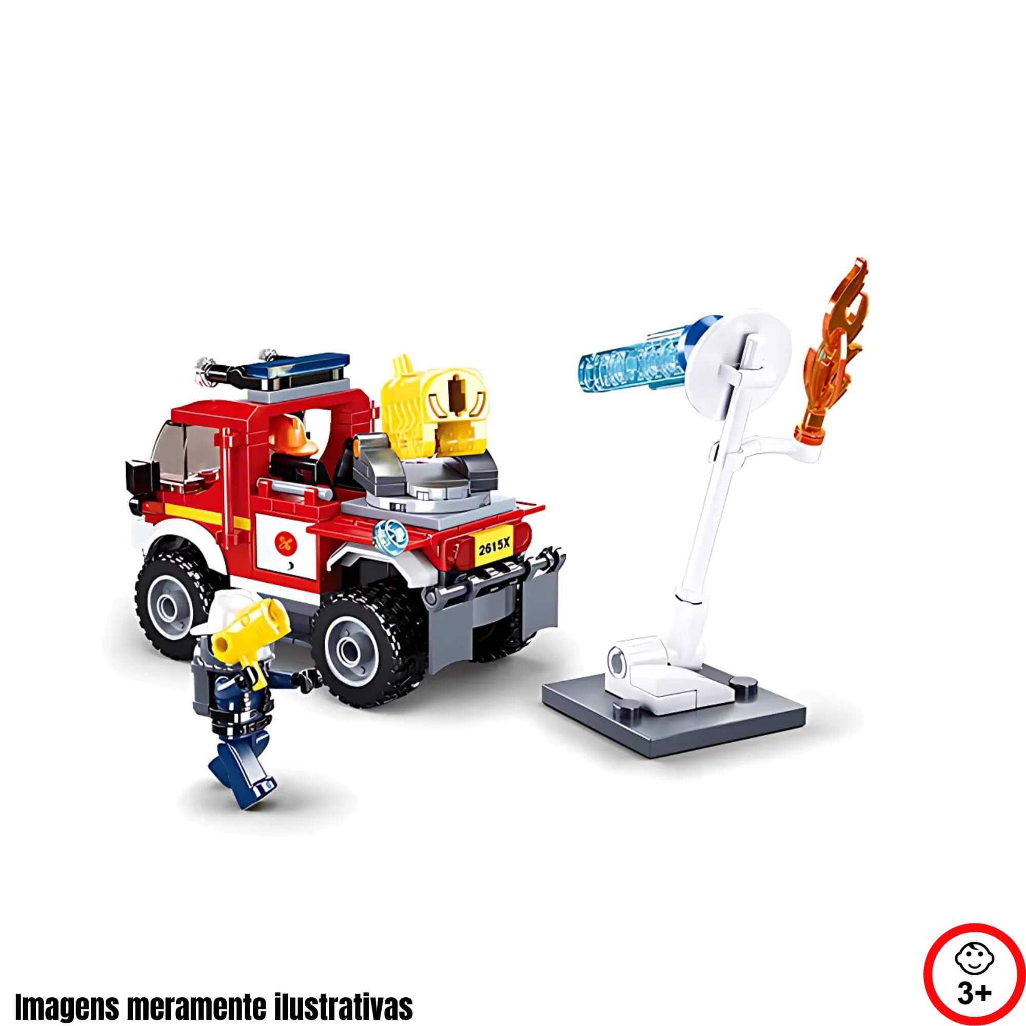 Cubic Brinquedo Infantil de Montar Caminhão de Bombeiro 192 Peças Multikids - BR2306