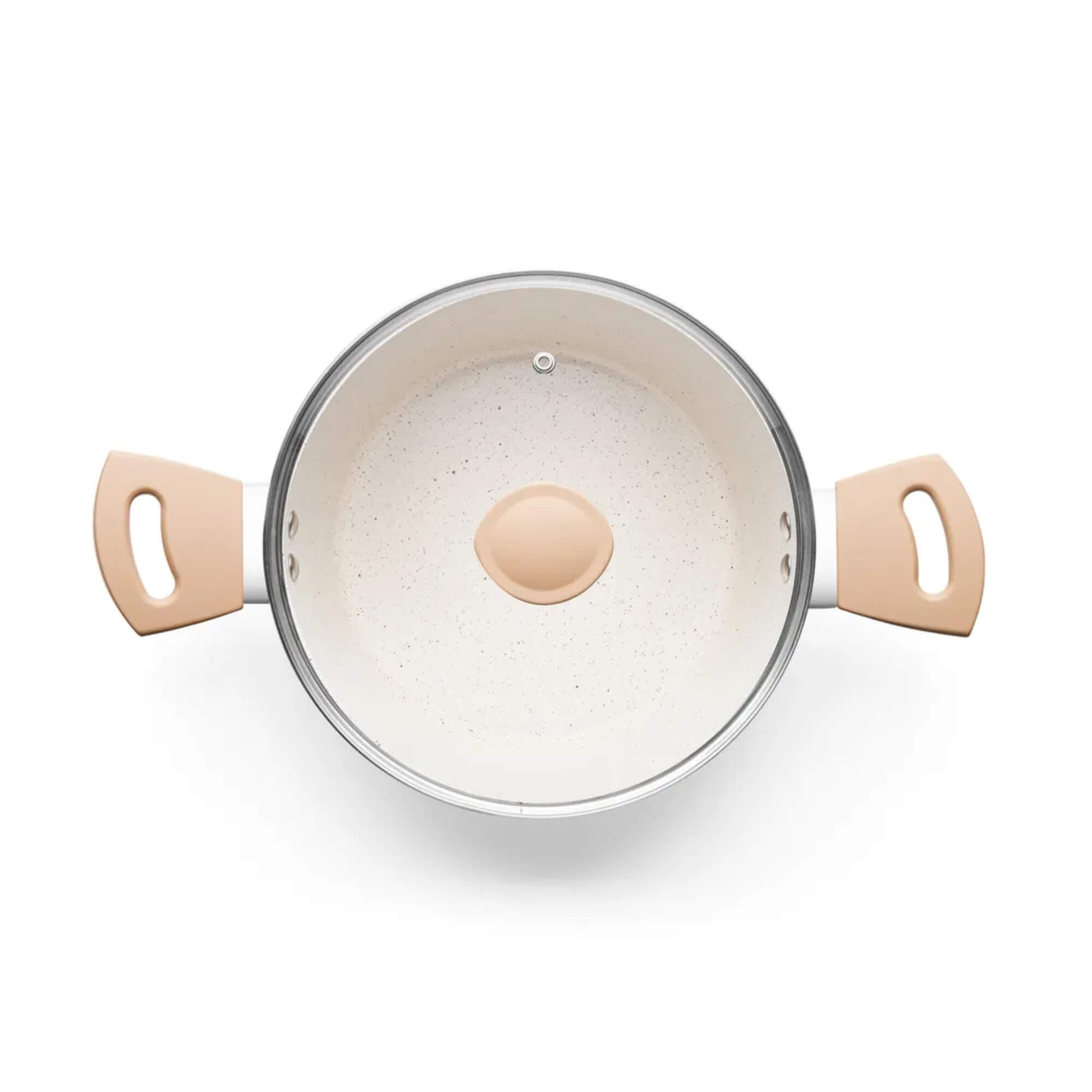 Panela Caçarola Linha Carmela Vanilla em Alumínio 3,8Lx24cm Ceramic Flon cor Creme MTA - 8468