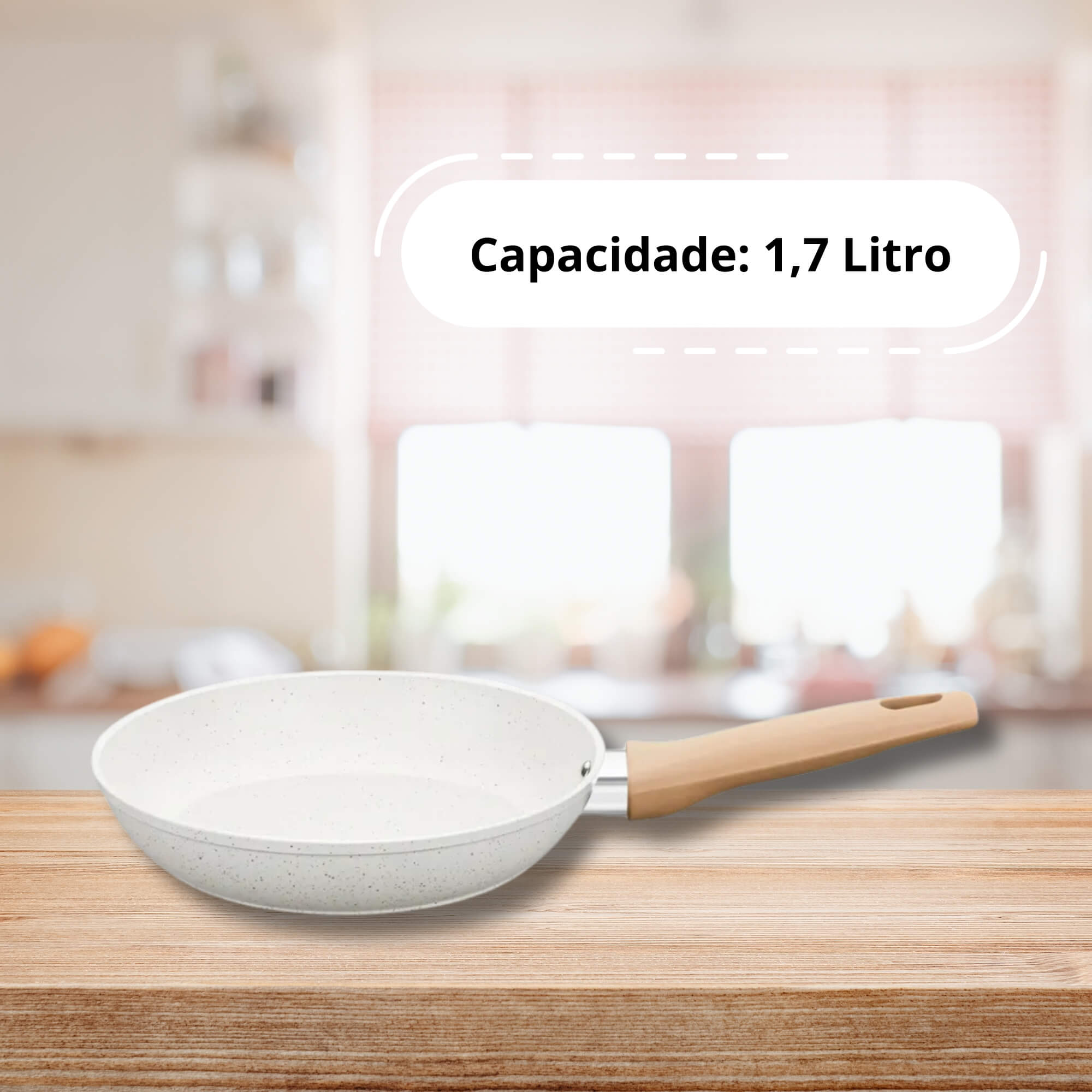 Frigideira Linha Carmela Vanilla Ceramic Flon em Alumínio 1,7L 24cm cor Creme MTA - 8479