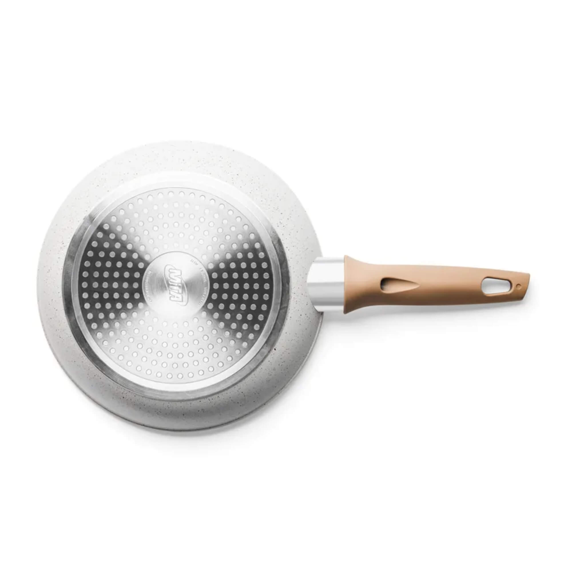 Panela Wok com Tampa 28cm Linha Carmela Vanilla 3,5L Ceramic Flon cor Creme MTA - 8405