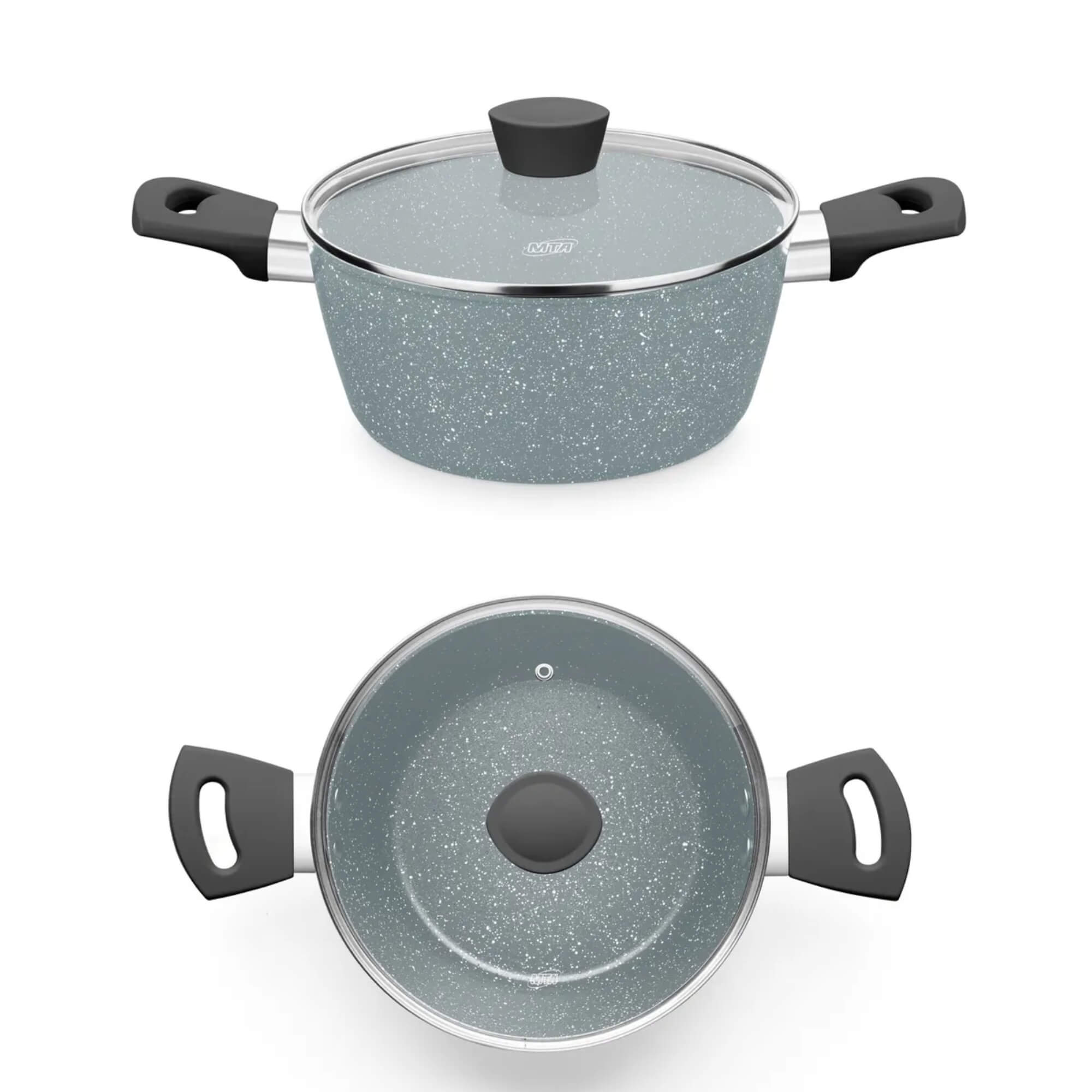 Jogo de Panelas 3 Peças Linha Carmela Ceramic - Flon na cor Cinza MTA - 8426