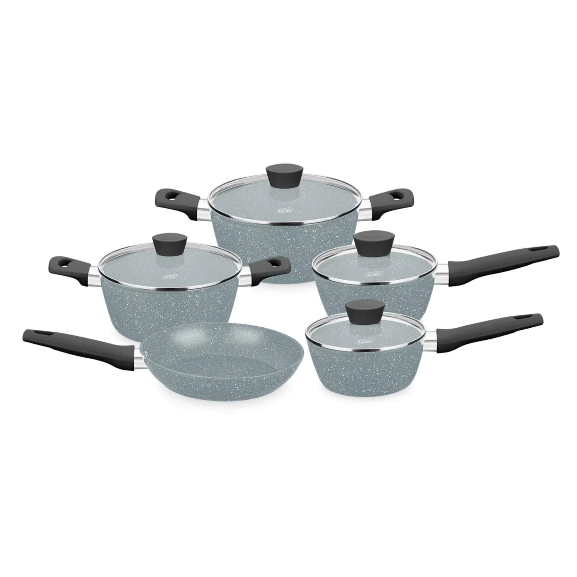 Jogo de Panelas 5 Peças Linha Carmela Ceramic-Flon cor Cinza MTA - 8427
