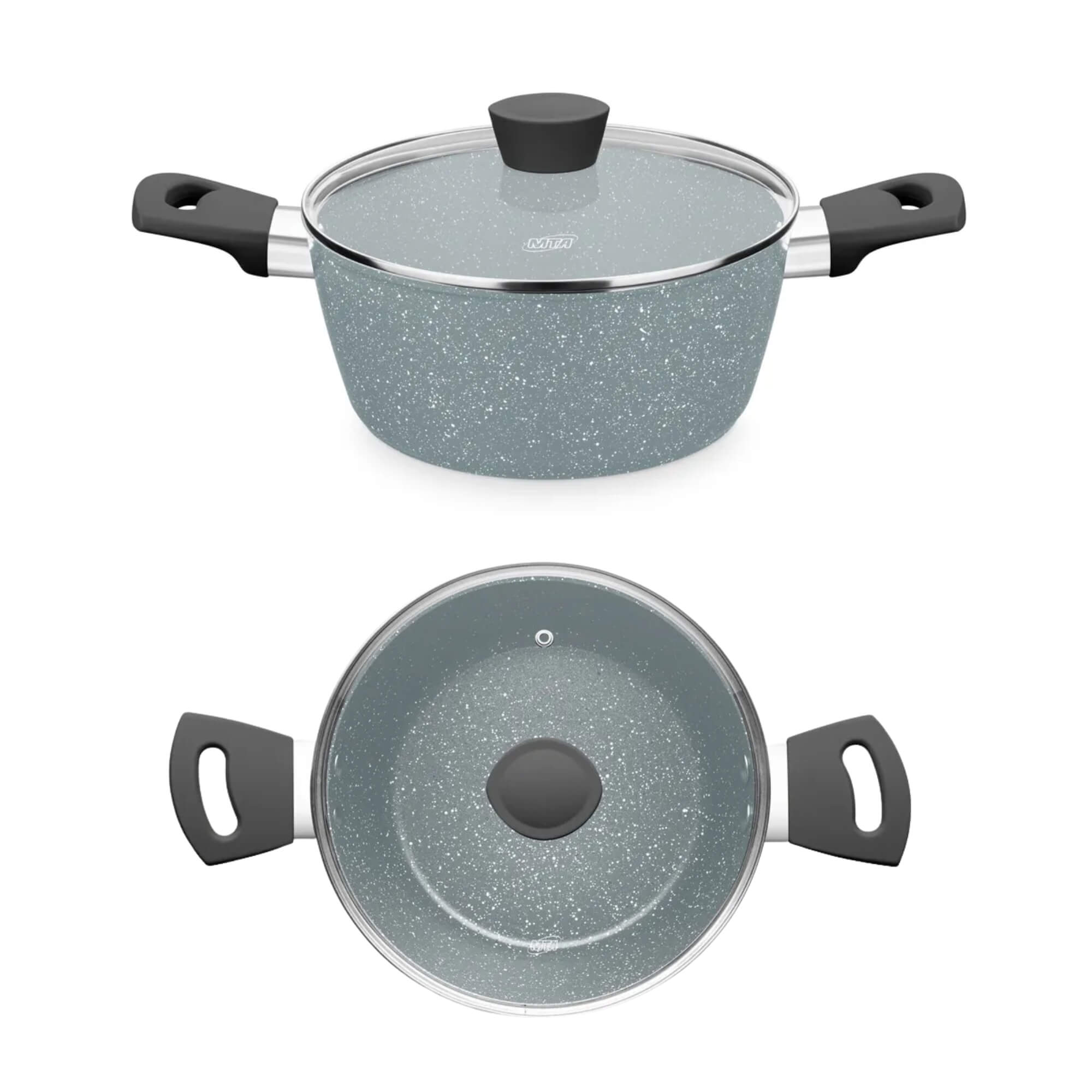 Jogo de Panelas 5 Peças Linha Carmela Ceramic-Flon cor Cinza MTA - 8427