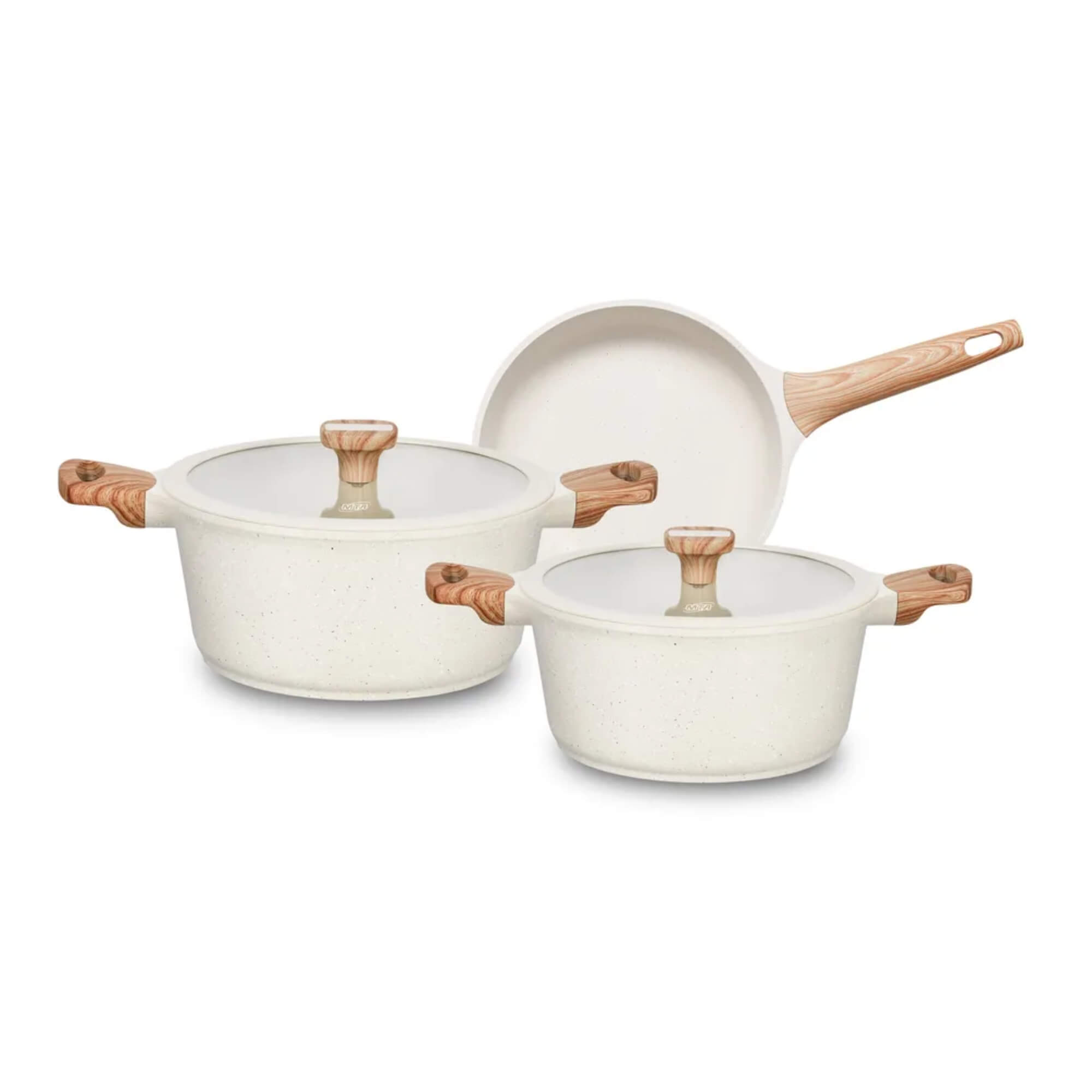 Jogo de Panelas 3 Peças Linha Titanium Natural cor Bege MTA - 8448