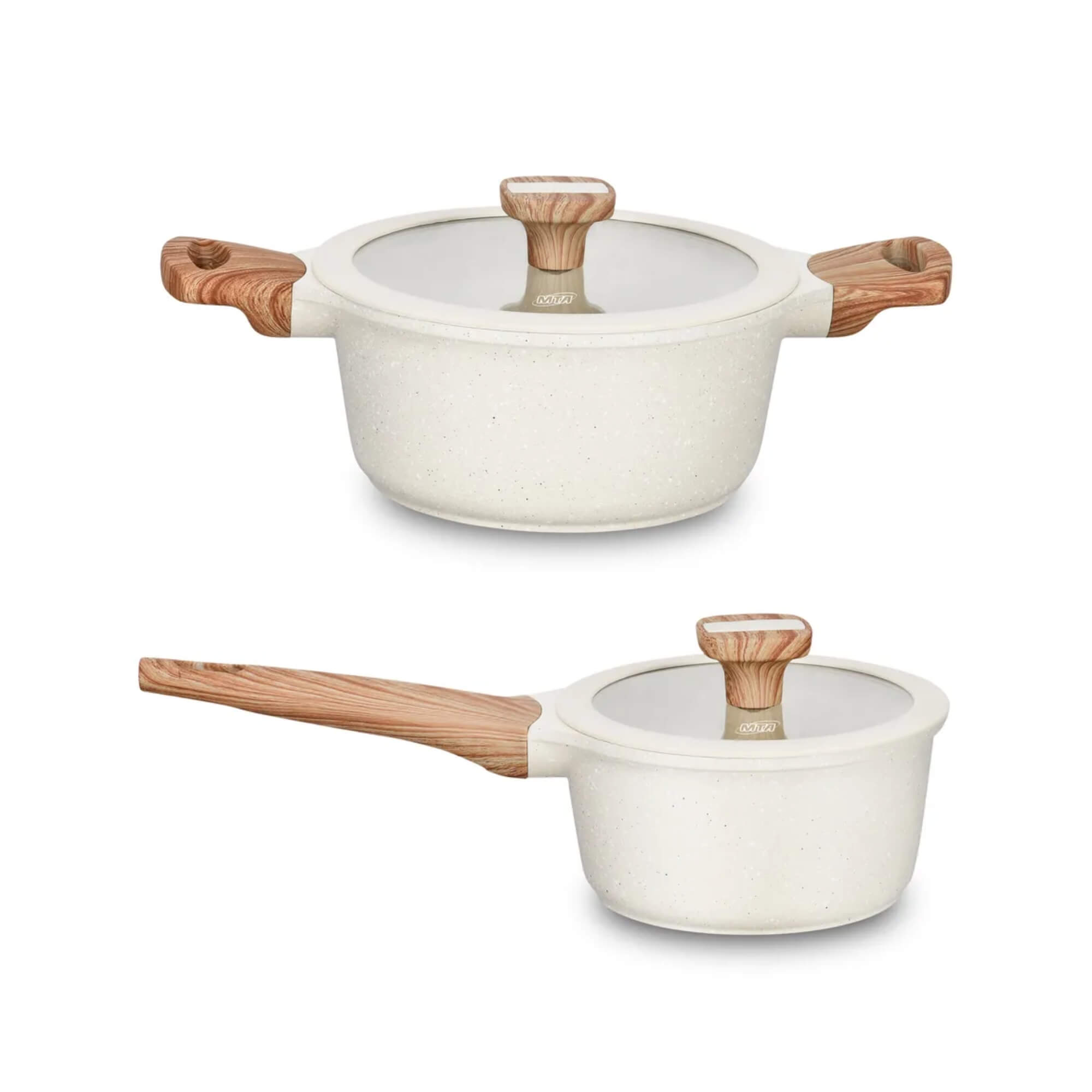 Jogo de Panelas 5 Peças Linha Titanium Natural cor Bege MTA - 8449