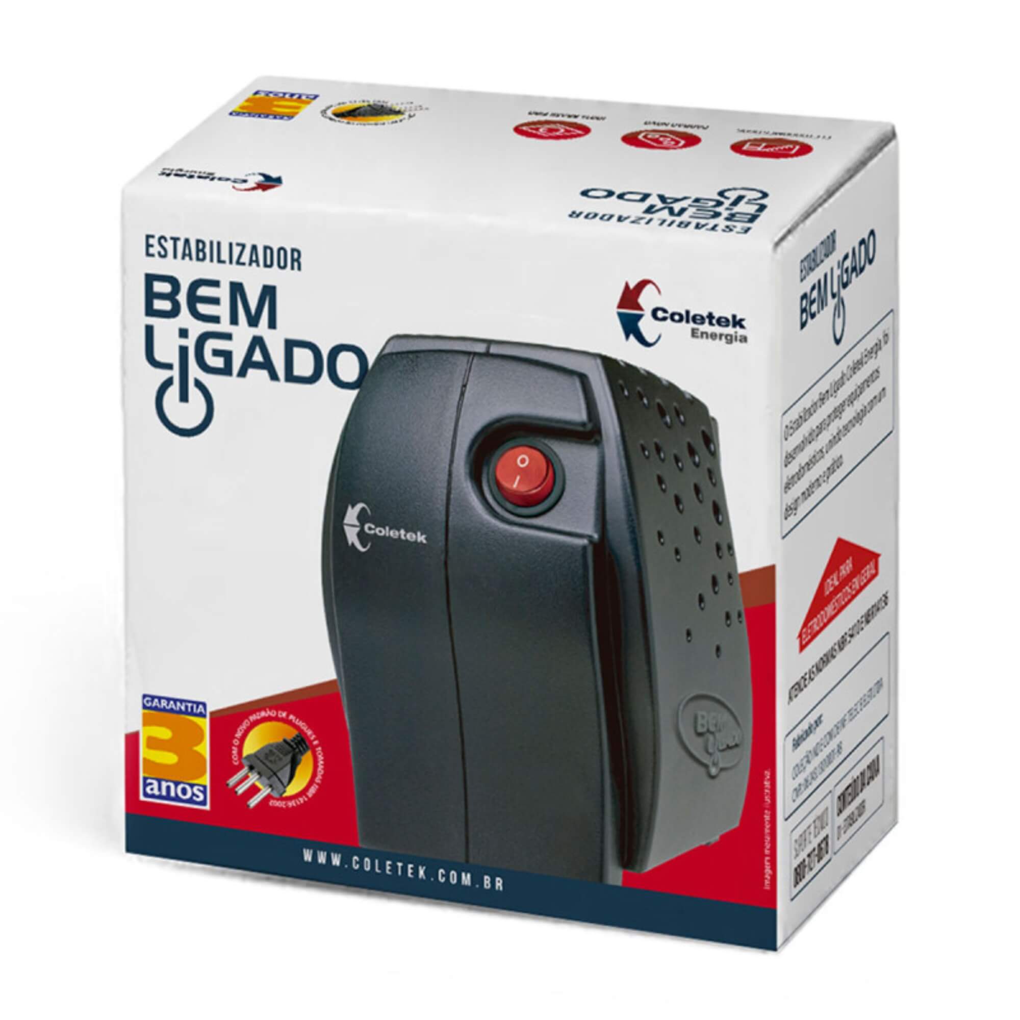 Estabilizador ES-300VA BM Entrada Bivolt Manual Saída 115V 4 Tomadas Preto C3 Tech - 316020040100