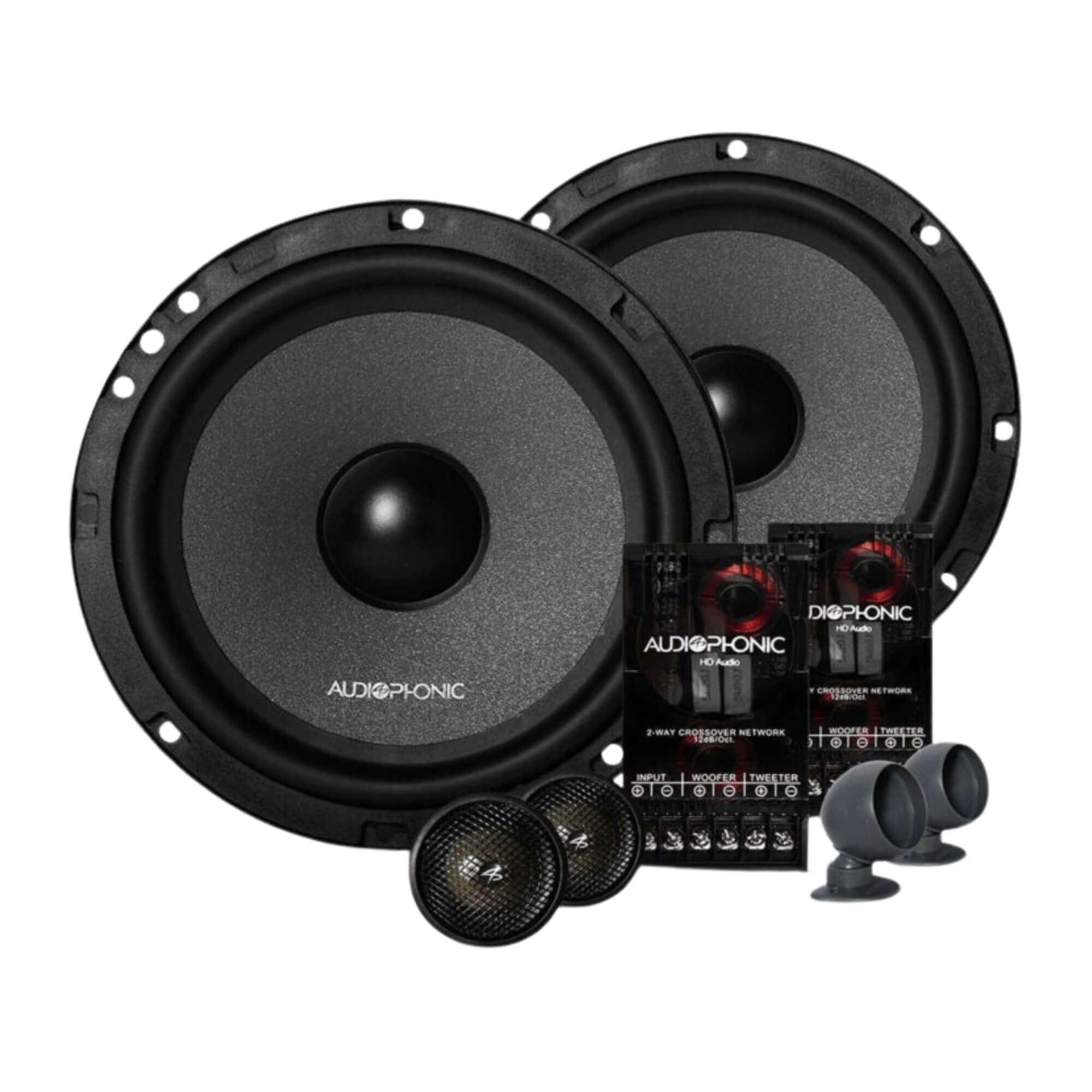 COMP Kit Som HB20 4 Alto Falante 6,5" Audiophonic KC 6.3 + CB 650 Alta Qualidade + Aro Adaptador