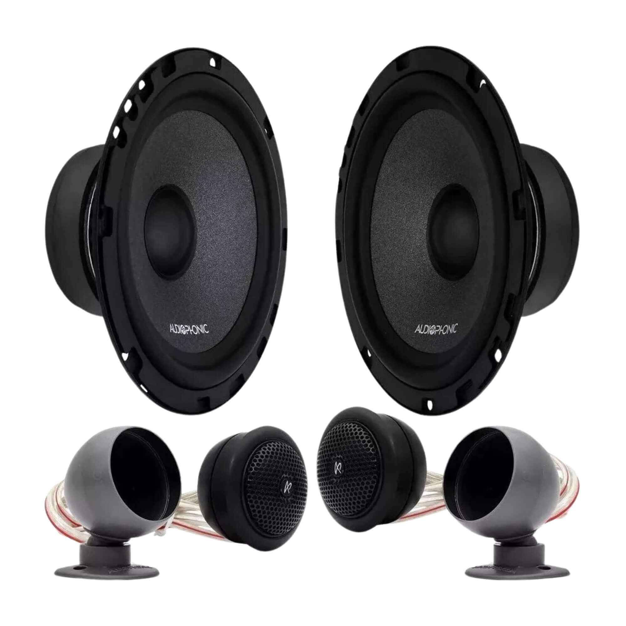 COMP Kit Som HB20 4 Alto Falante 6,5" Audiophonic KC 6.3 + CB 650 Alta Qualidade + Aro Adaptador