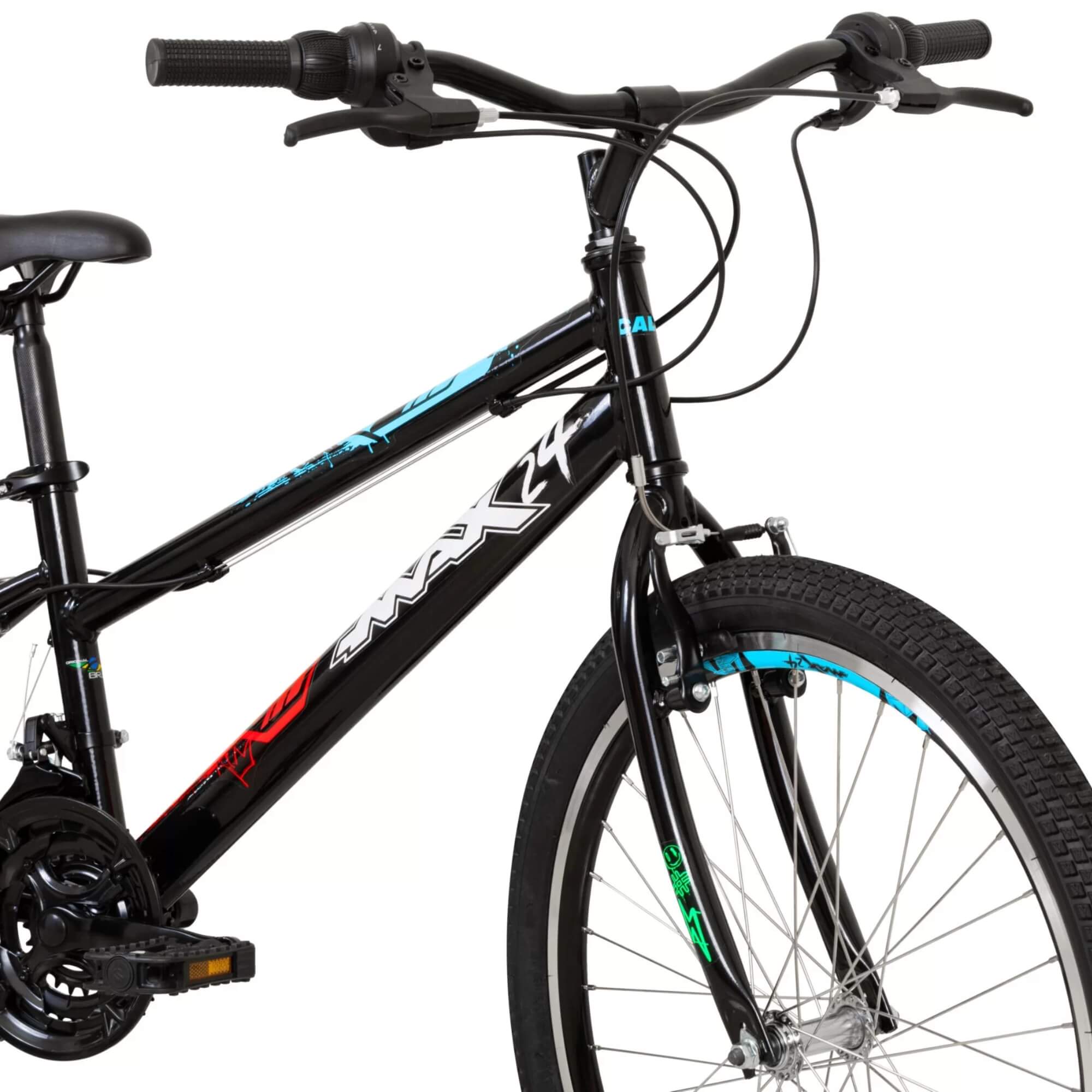 Bicicleta Max Aro 24 Preto A25 com Freios V-brake de Aço Caloi - 005260.19000