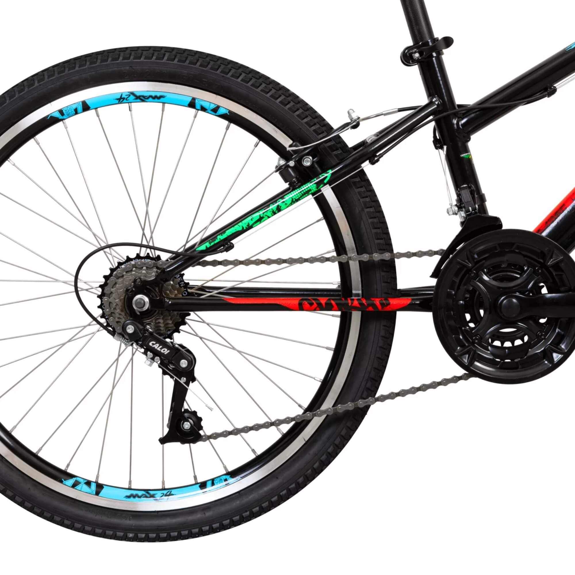 Bicicleta Max Aro 24 Preto A25 com Freios V-brake de Aço Caloi - 005260.19000