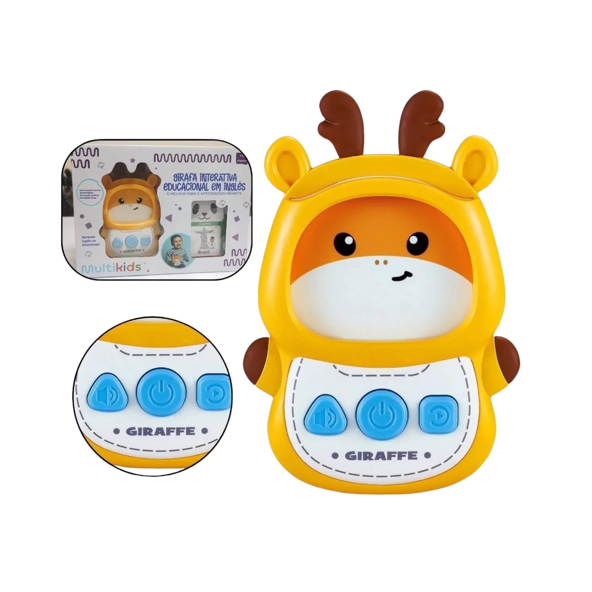 Brinquedo Infantil Girafa Interativa Educacional em Inglês Multikids - BR2175