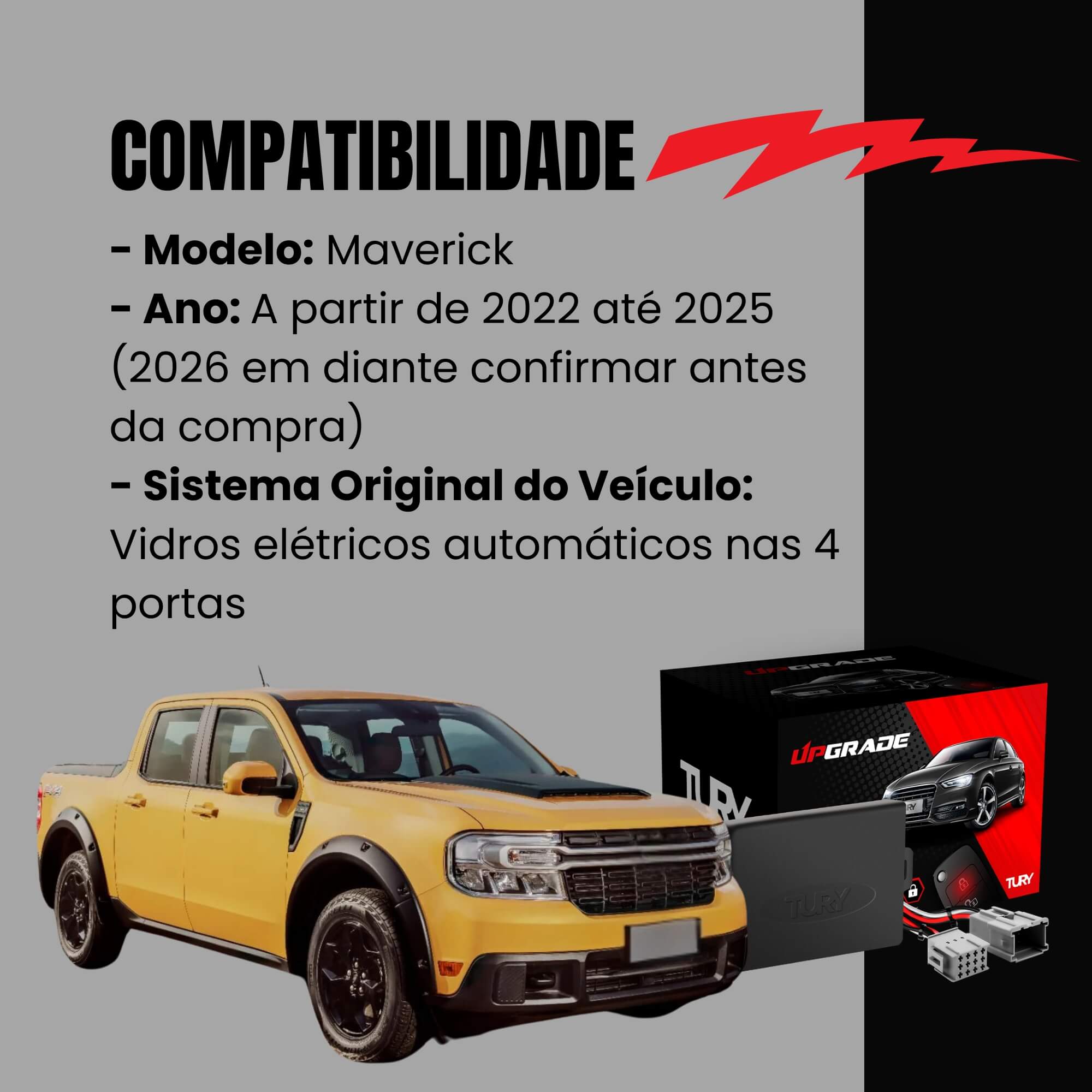 Módulo Automação de Vidros + Retrovisores compatível com Maverick Tury - PRO4.105LONGAR