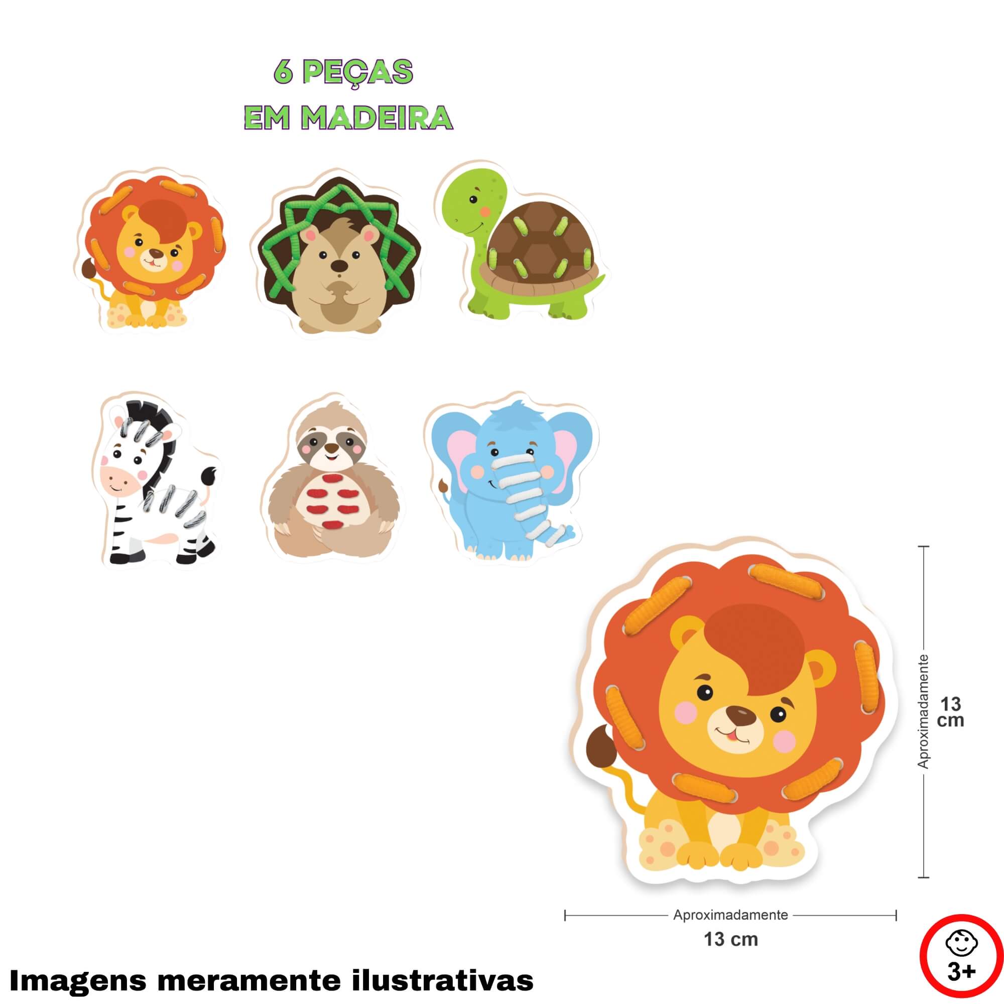 VAR Jogo Infantil Educativo Montessori Unitário Peças em MDF Nig