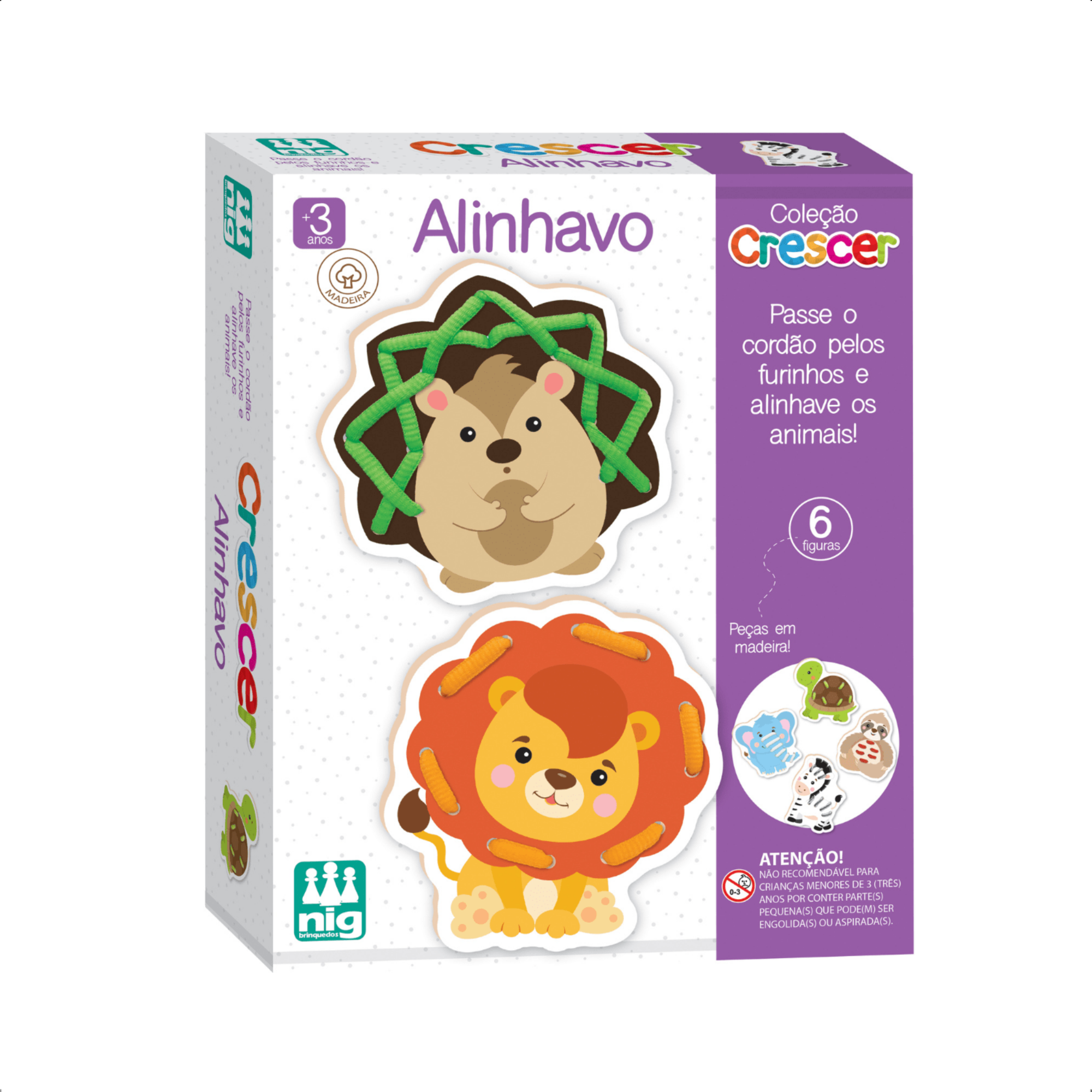 VAR Jogo Infantil Educativo Montessori Unitário Peças em MDF Nig Jogo:Alinhavo