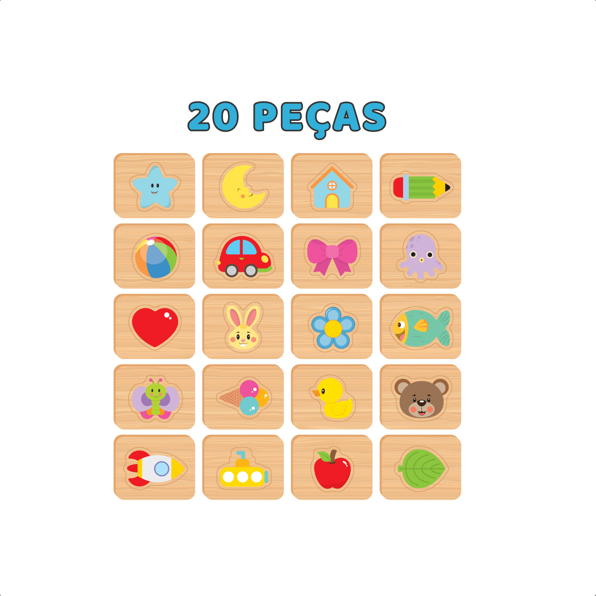 VAR Jogo Infantil Educativo Montessori Unitário Peças em MDF Nig Jogo:Jogo do Tato
