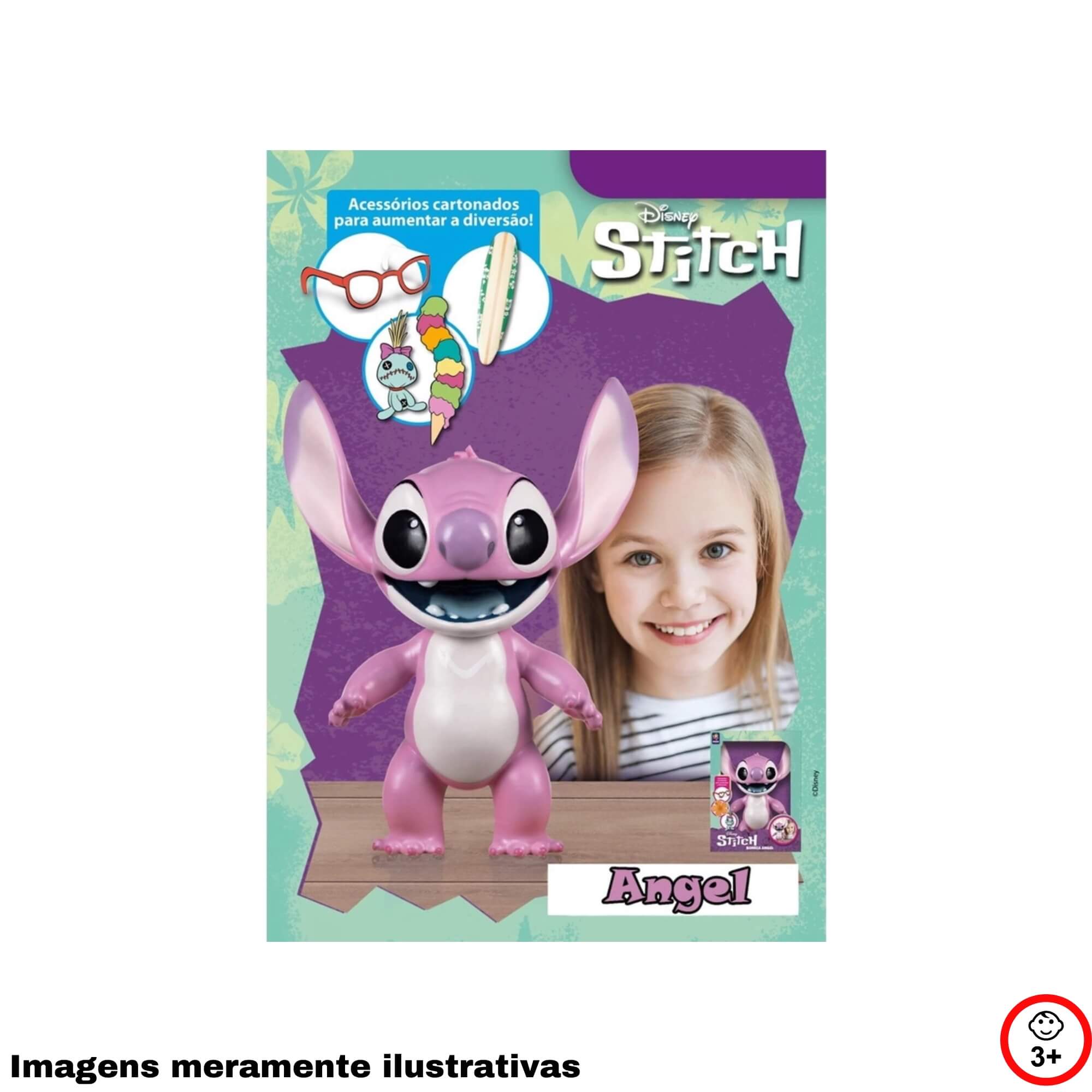 VAR Boneco Gigante Vinil Articulado Unitário 40cm Coleção Lilo & Stitch Disney Mimo Toys Personagem:Angel