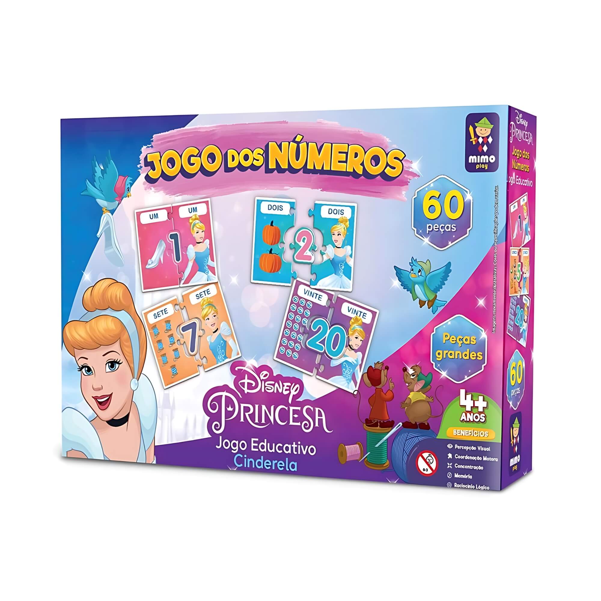 COMP Jogo das Letras Educativo Infantil Disney Unitário Mimo Toys Jogo:Números Cinderela