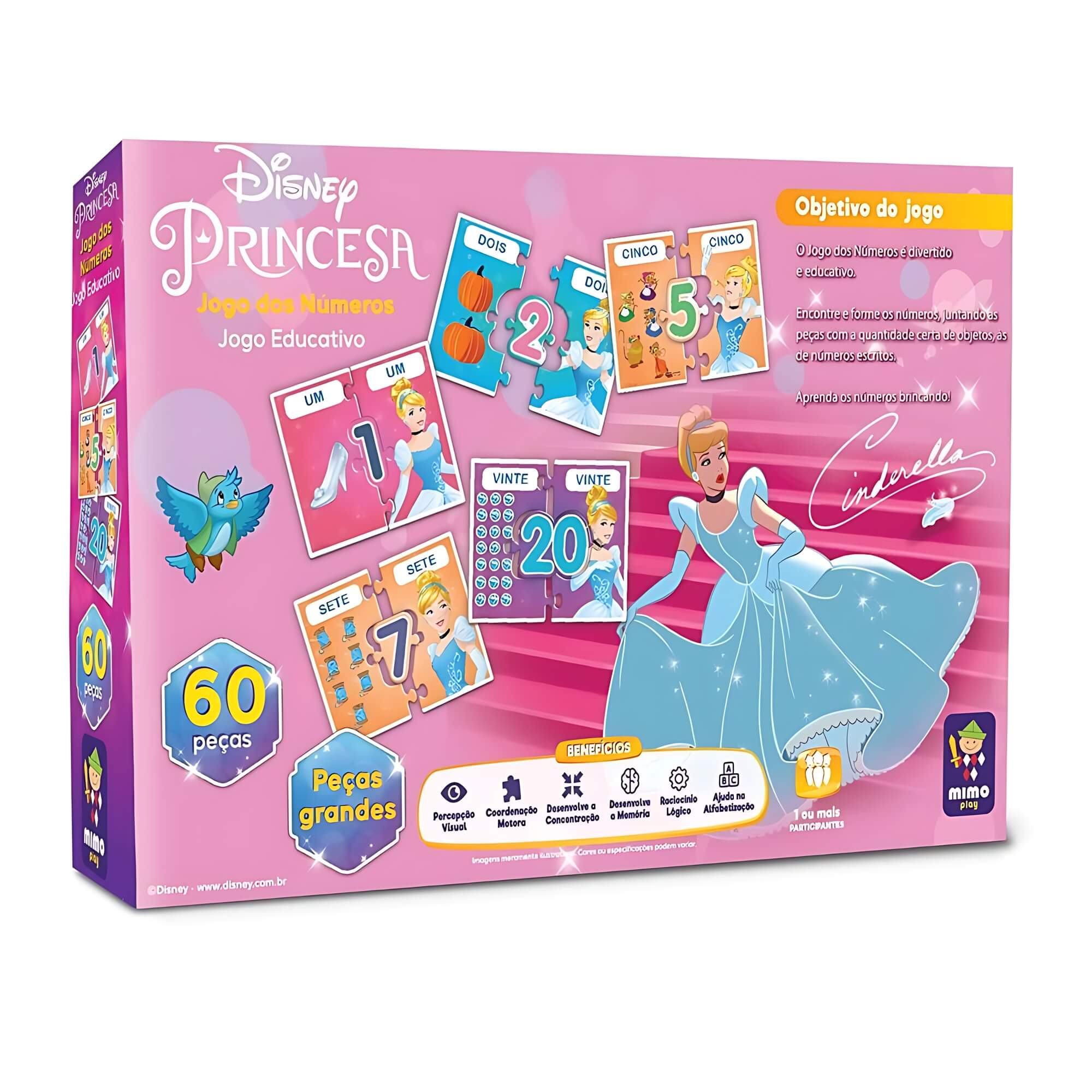 COMP Jogo das Letras Educativo Infantil Disney Unitário Mimo Toys Jogo:Números Cinderela