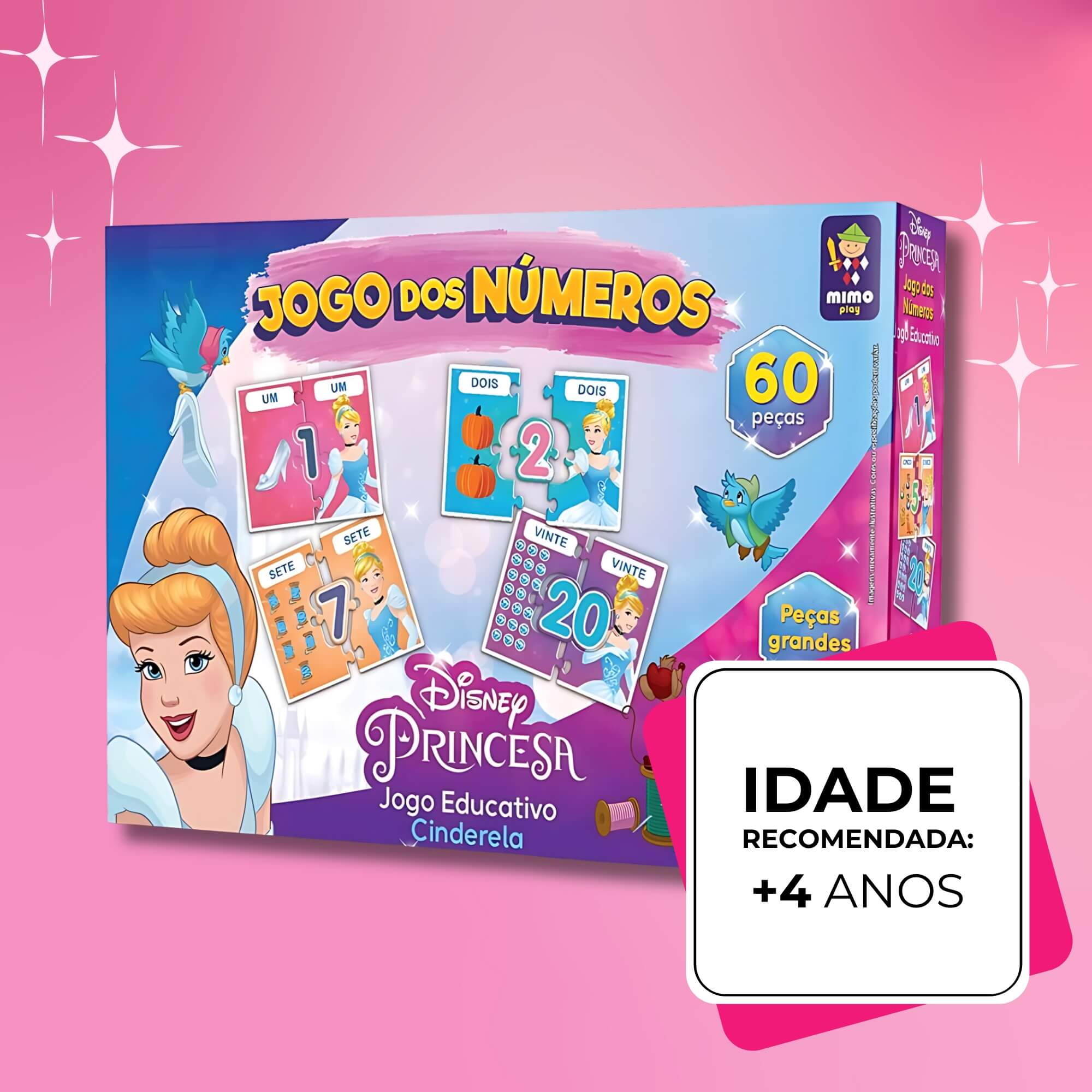 COMP Jogo das Letras Educativo Infantil Disney Unitário Mimo Toys Jogo:Números Cinderela