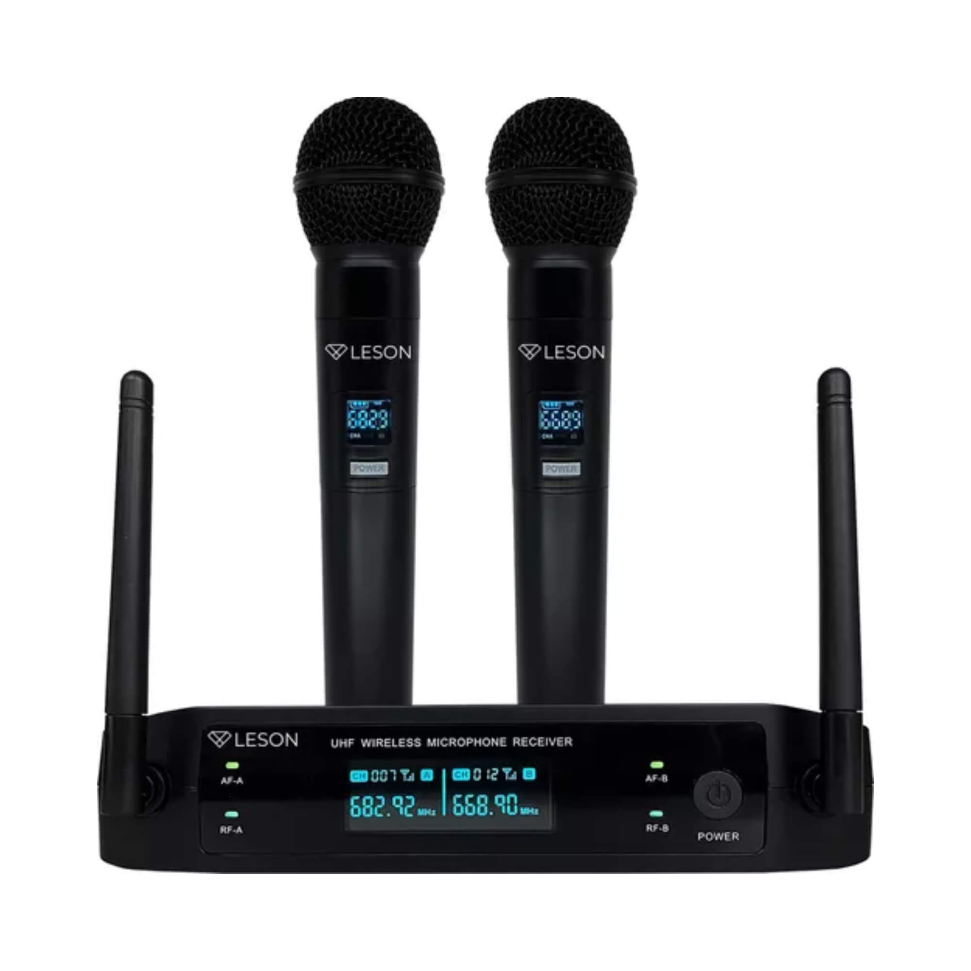 Microfone Duplo sem Fio LS962 Preto 96 Canais Profissional Leson - 2AMLS962P