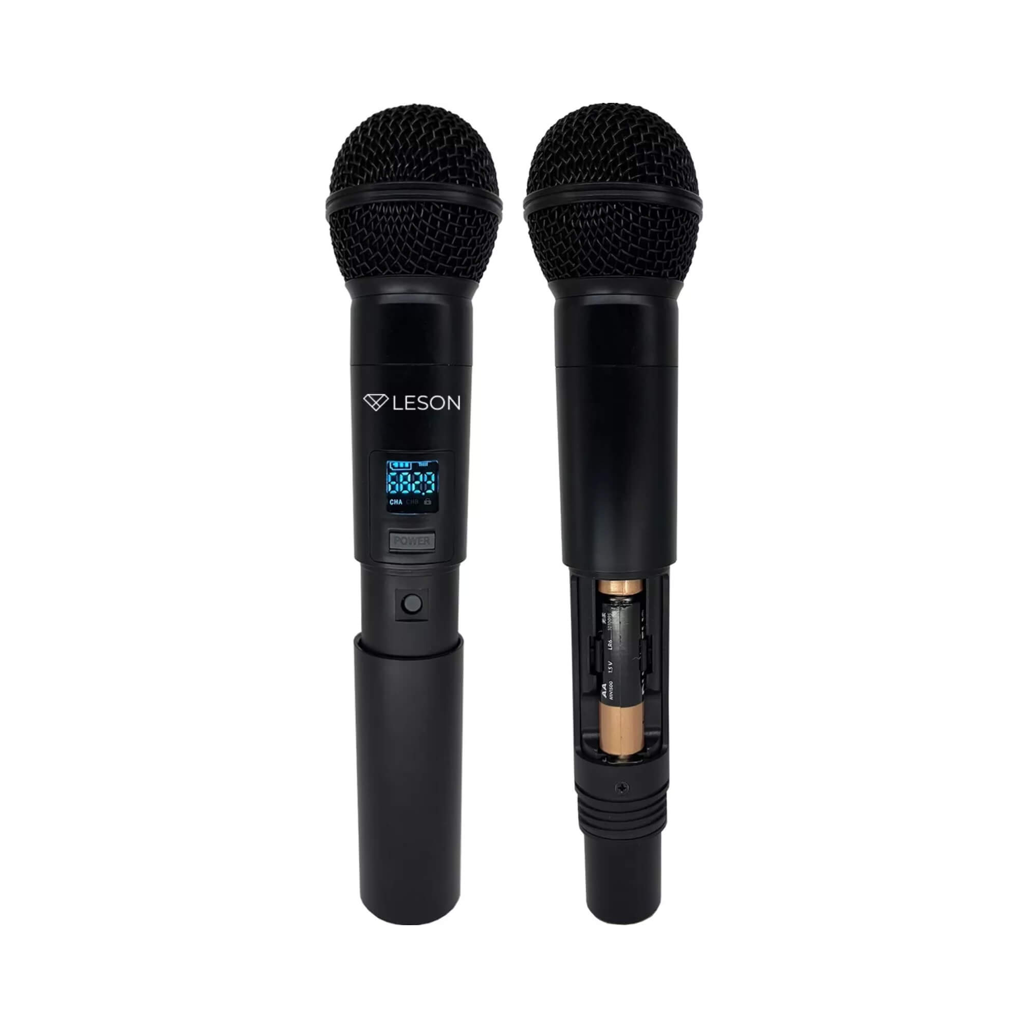 Microfone Duplo sem Fio LS962 Preto 96 Canais Profissional Leson - 2AMLS962P