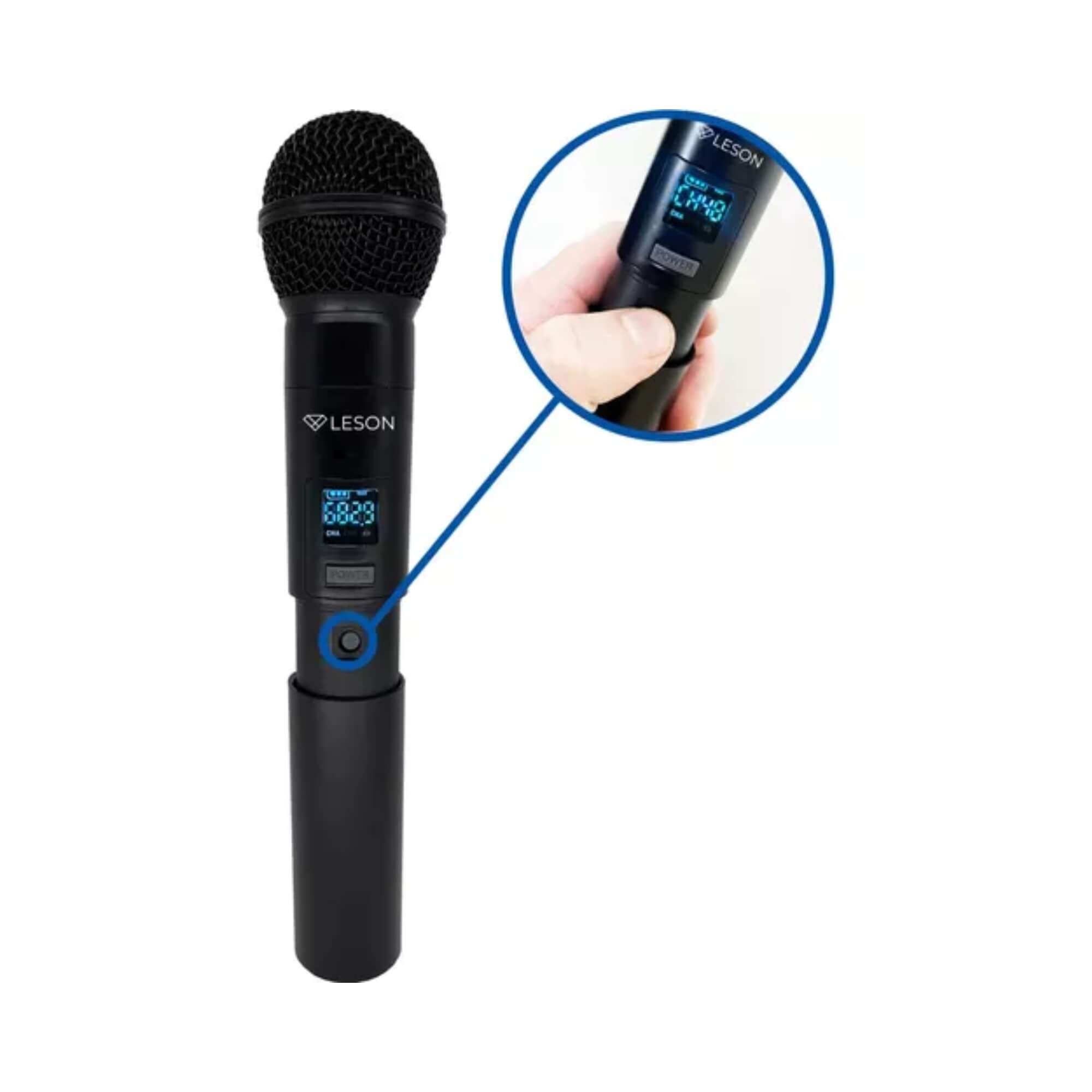 Microfone Duplo sem Fio LS962 Preto 96 Canais Profissional Leson - 2AMLS962P