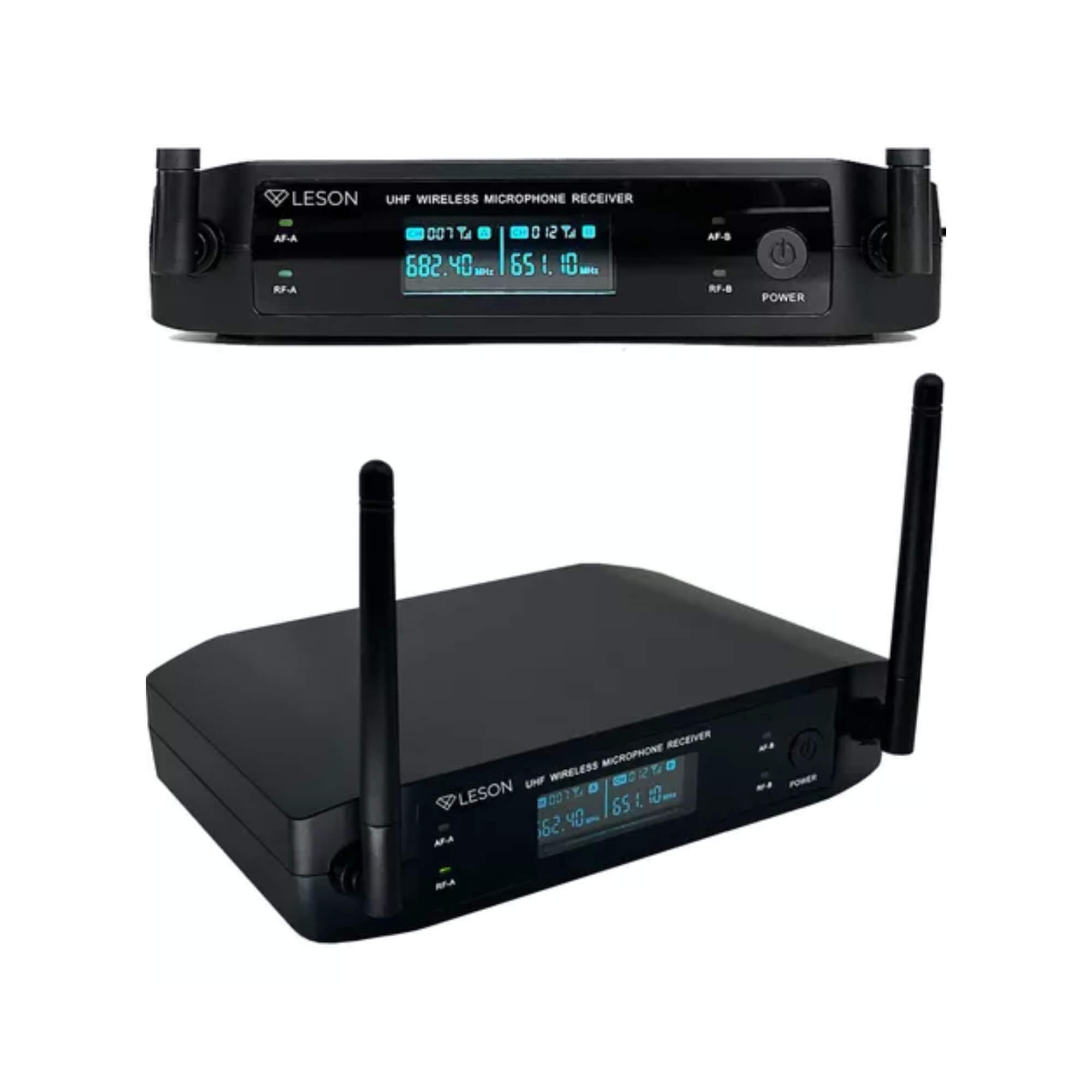 Microfone Duplo sem Fio LS962 Preto 96 Canais Profissional Leson - 2AMLS962P